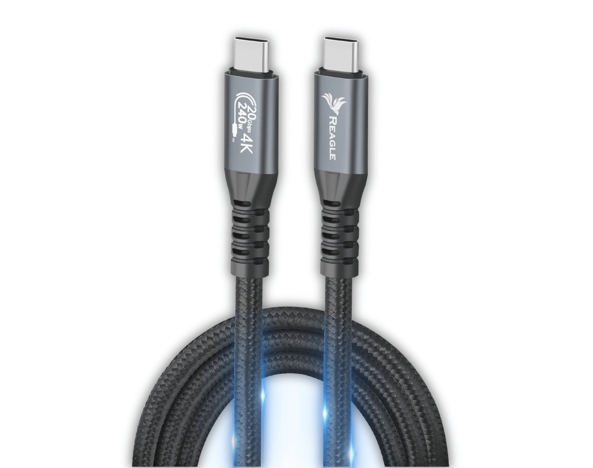 Kabel USB-C - USB-C REAGLE RUC100M -1M PD 240W szybkie ładowanie QC 4.0 USB 3.2 TYP C 20Gbps 4K144Hz