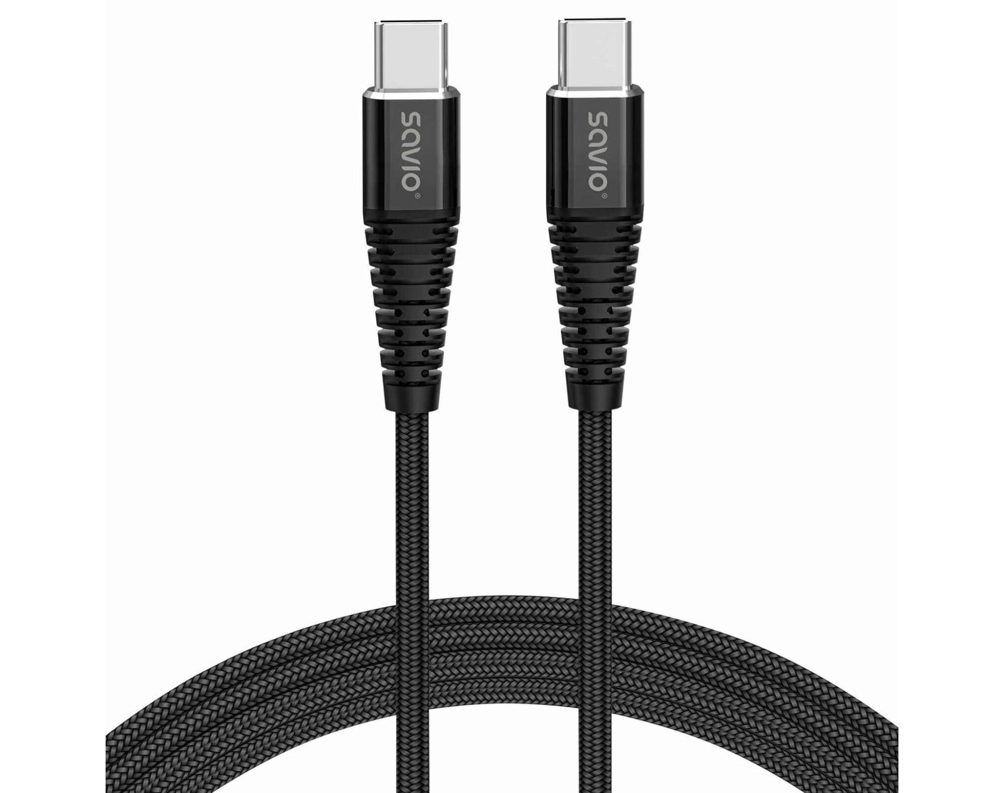 Kabel USB-C - USB-C SAVIO 100W 2 m Czarny