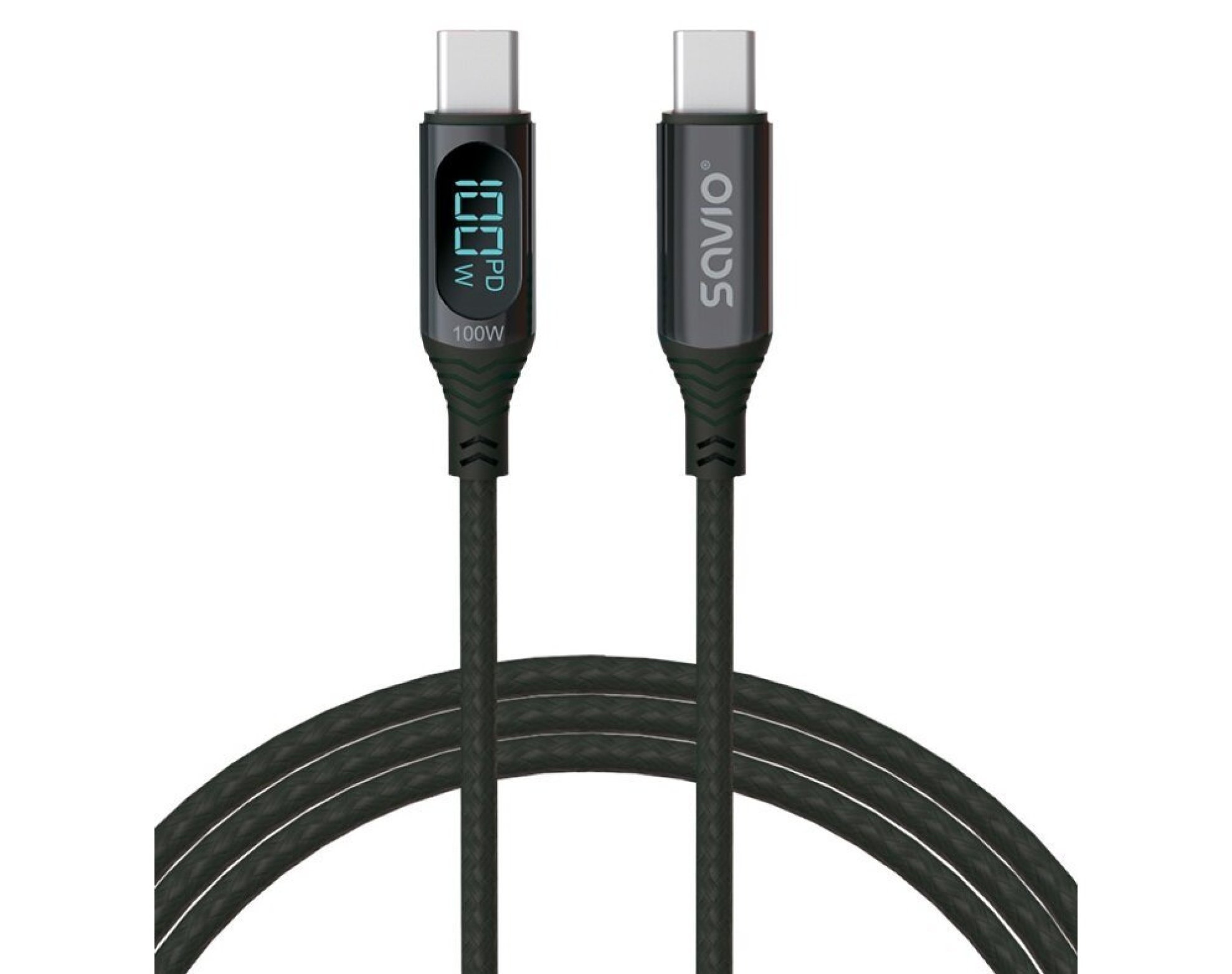 Kabel USB-C - USB-C SAVIO CL-174 100W 1 m Czarny