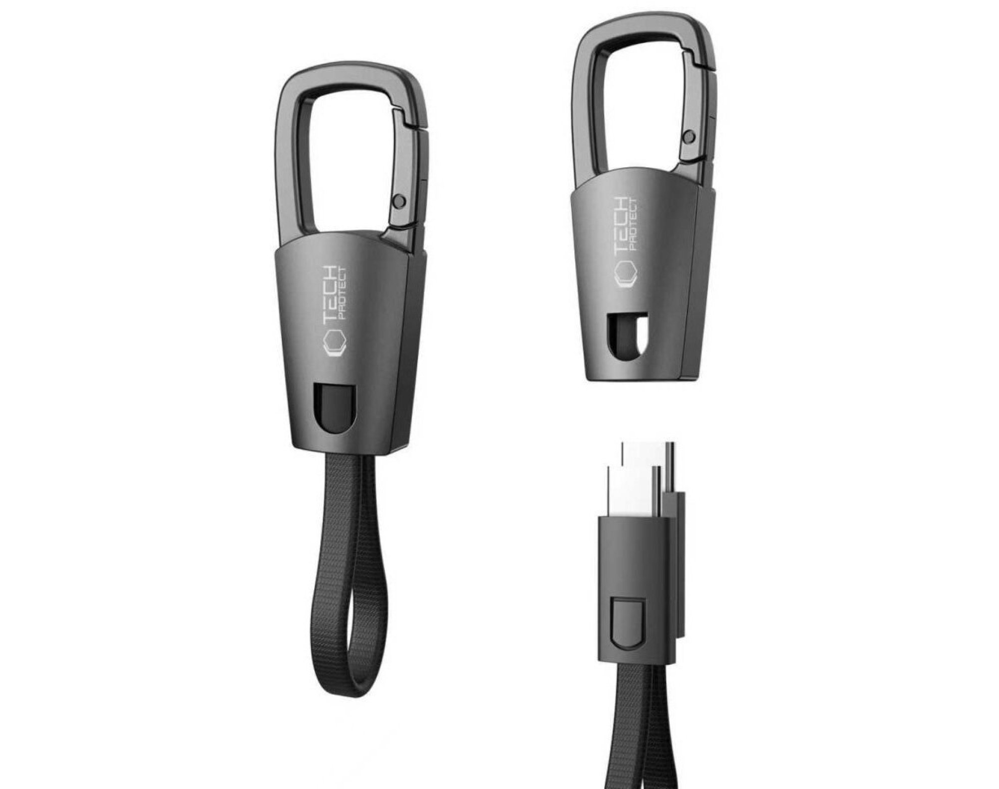 Kabel USB-C - USB-C TECH-PROTECT UltraBoost DNA Keychain PD 60W/3A Szary
