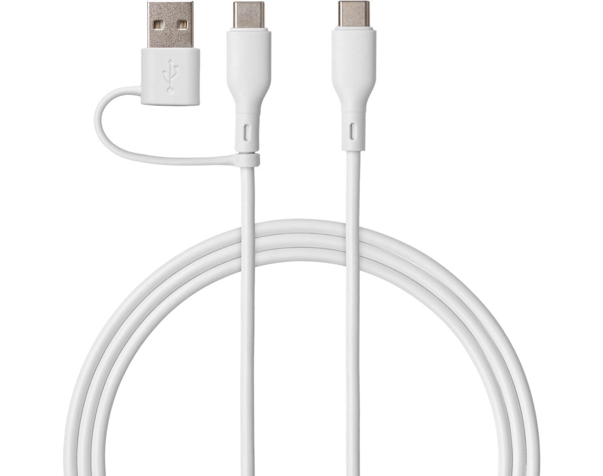 Kabel USB-C - USB-C/USB-A QUALO Recycling QRC-CC+A-00 2w1 1.5 m Biały