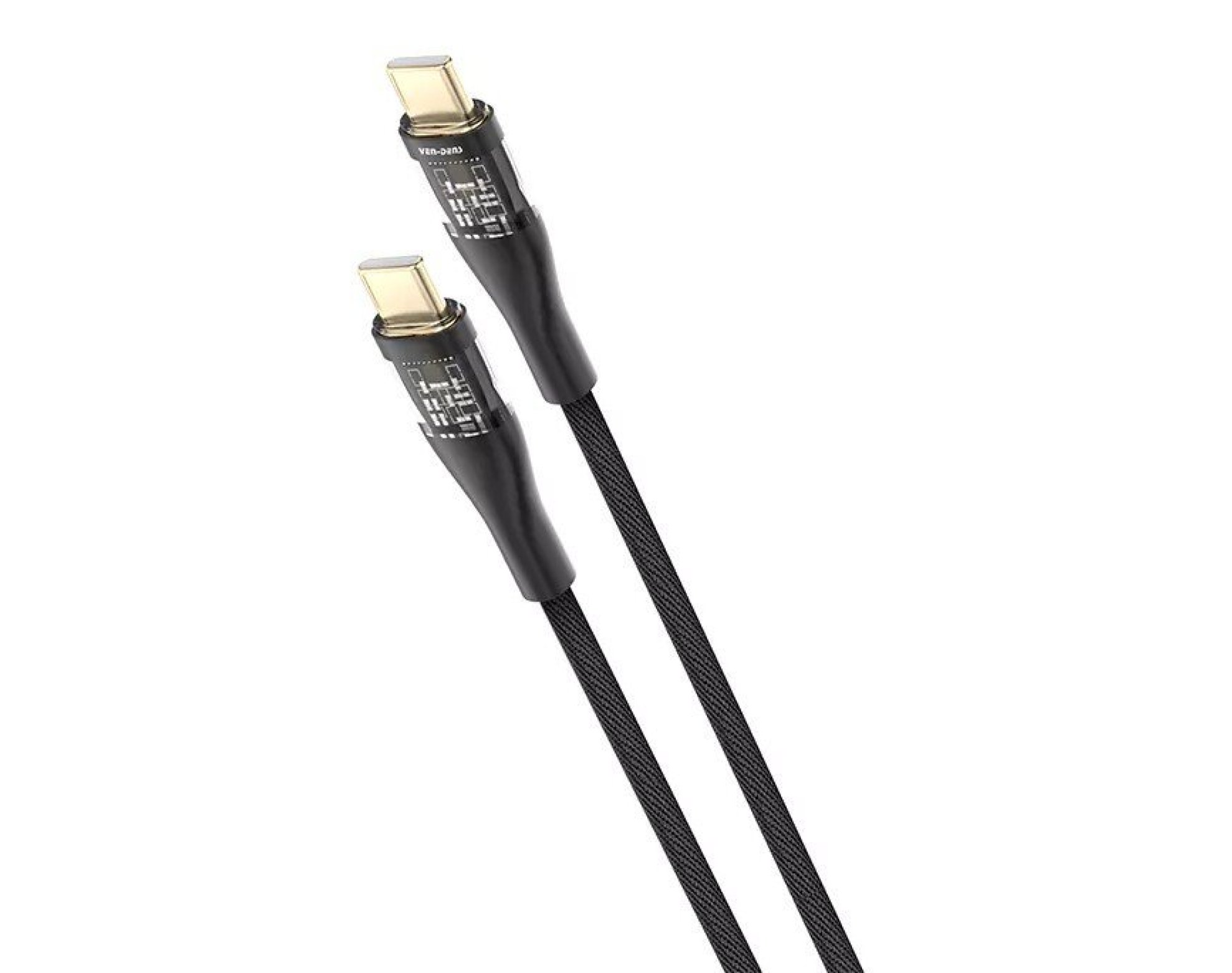 Kabel USB-C - USB-C VEN-DENS LED 60W 1.5 m Czarny