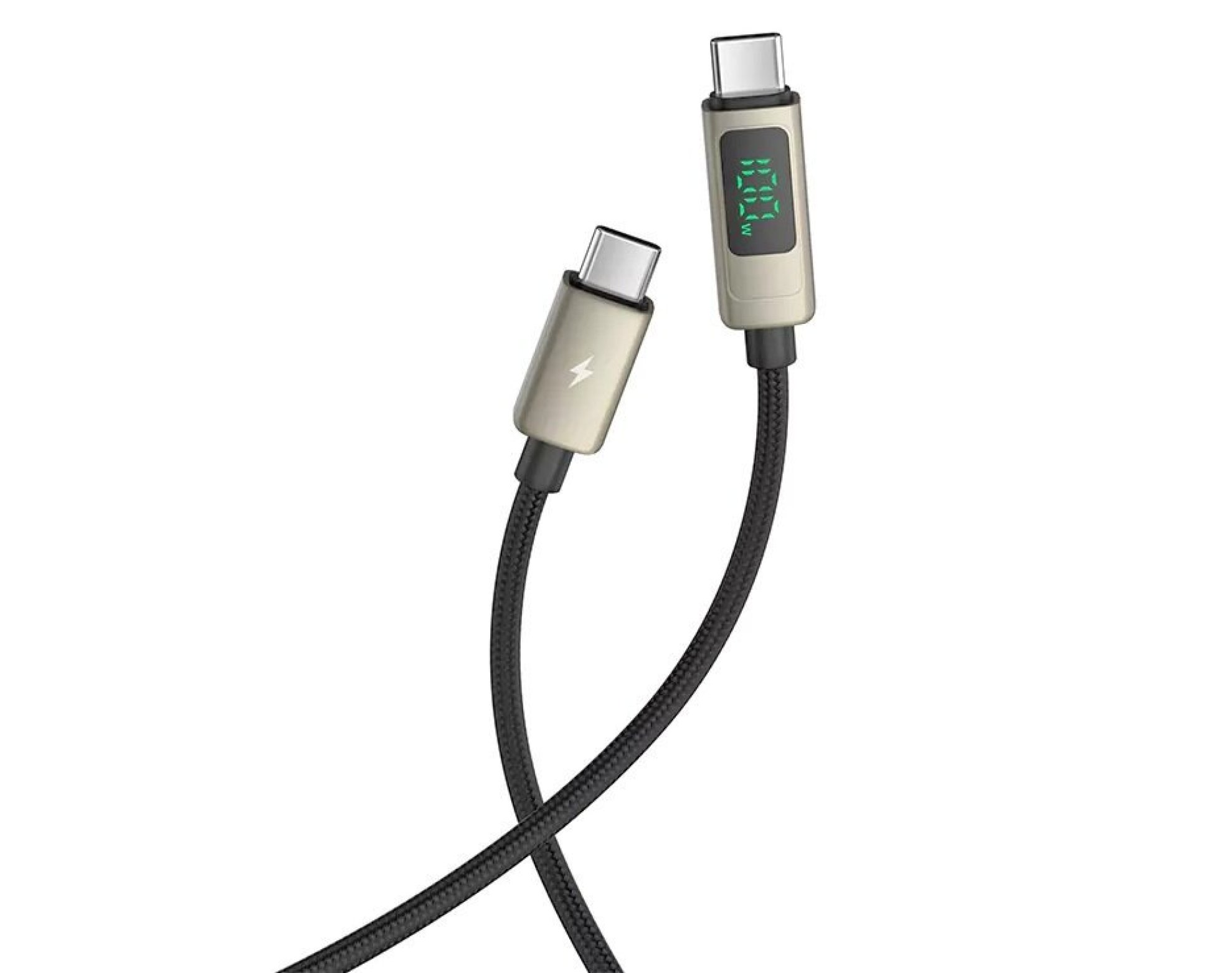 Kabel USB-C - USB-C VEN-DENS z wyświetlaczem LCD 100W 1.5 m Czarny
