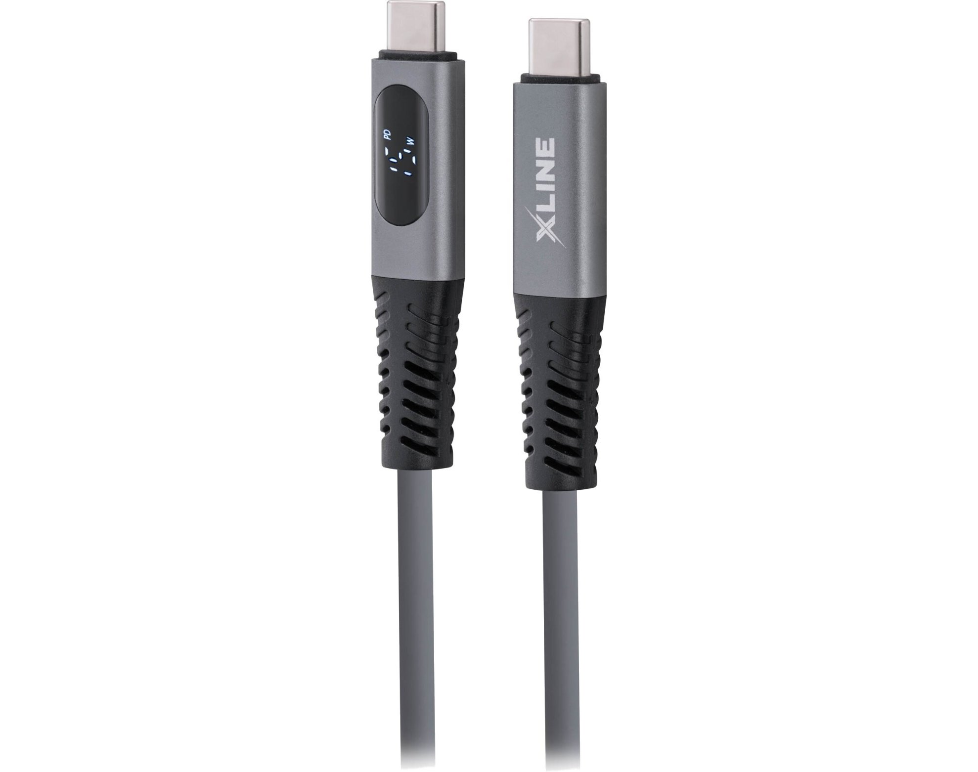 Kabel USB-C - USB-C XLINE z wyświetlaczem LCD 100W 1.5 m Szary
