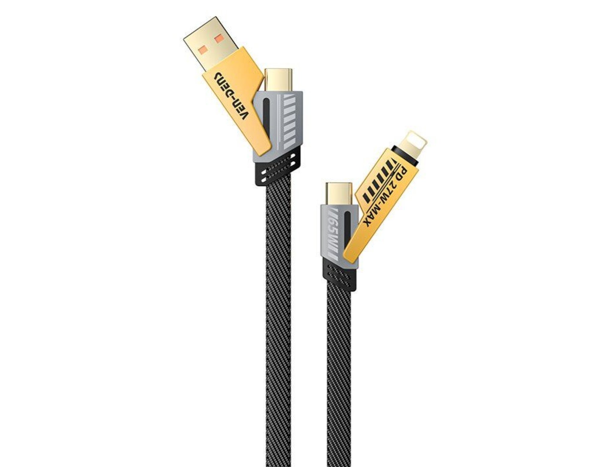 Kabel USB-C/USB - USB-C/Lightning VEN-DENS 65W 1.2 m Czarny