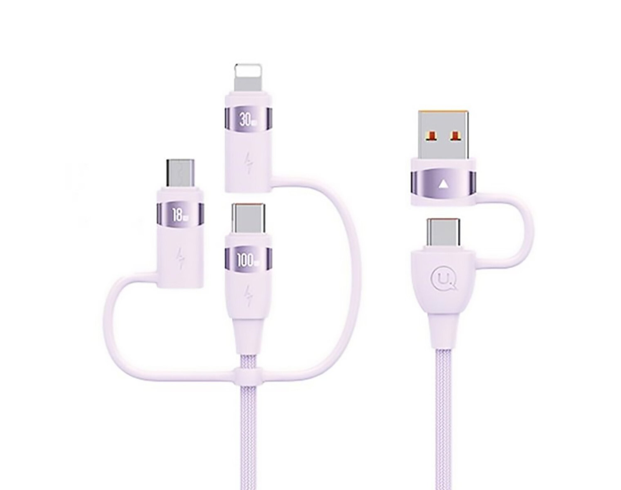 Kabel USB-C/USB  USB-C/Micro USB/Lightning USAMS U85 6w1 100W PD Fast Charge 1.2m Fioletowy