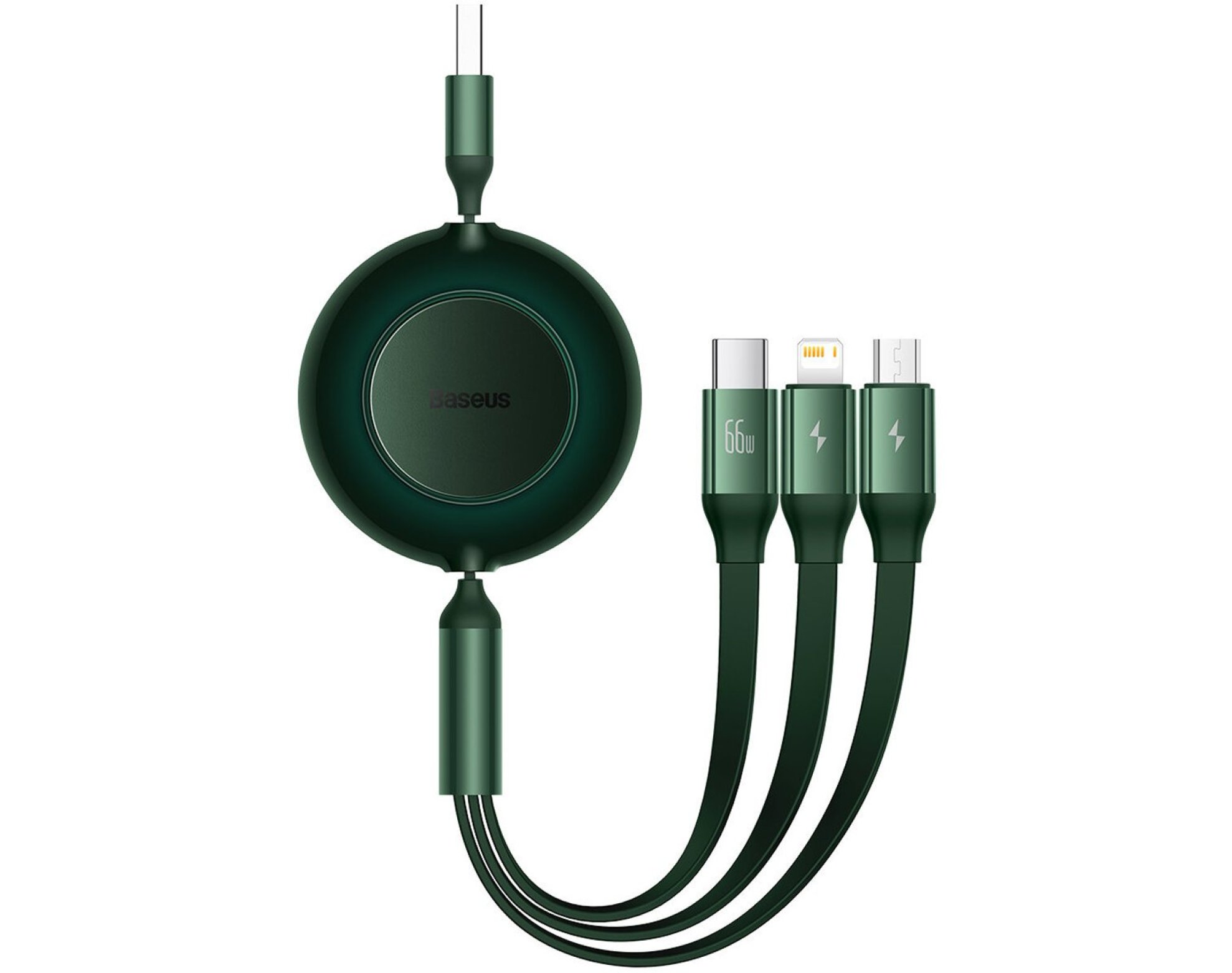Kabel USB do Micro USB/Lightning/USB-C BASEUS Bright Mirror 3 3w1 66W 1.1 m Zielony