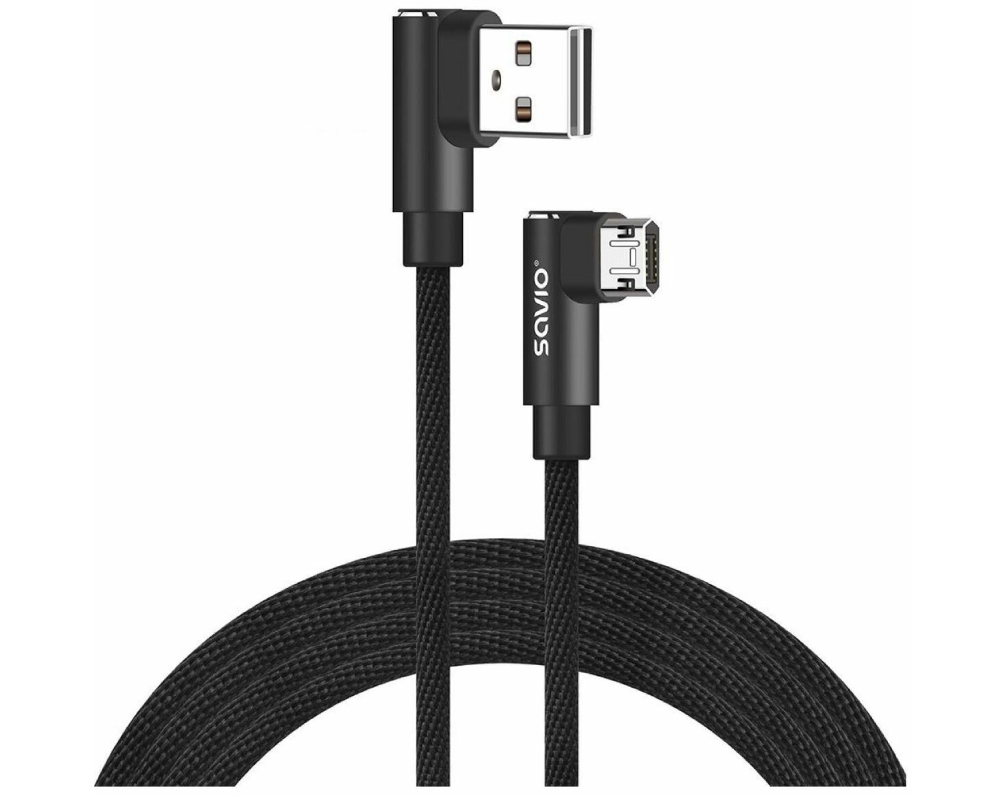 Kabel USB kątowy - Micro USB kątowy SAVIO CL-161 1m Czarny