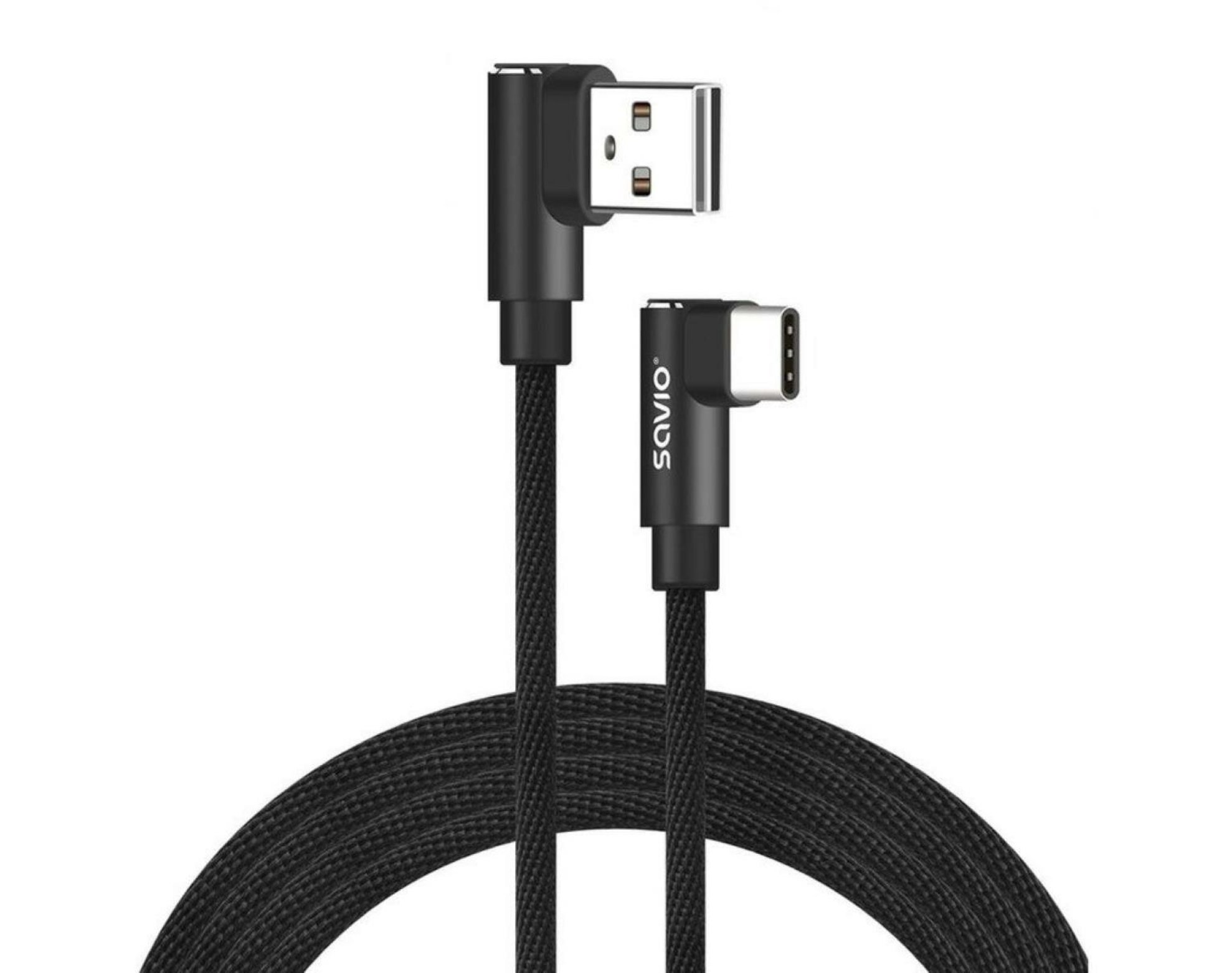 Kabel USB kątowy - USB-C kątowy SAVIO CL-164 2m Czarny