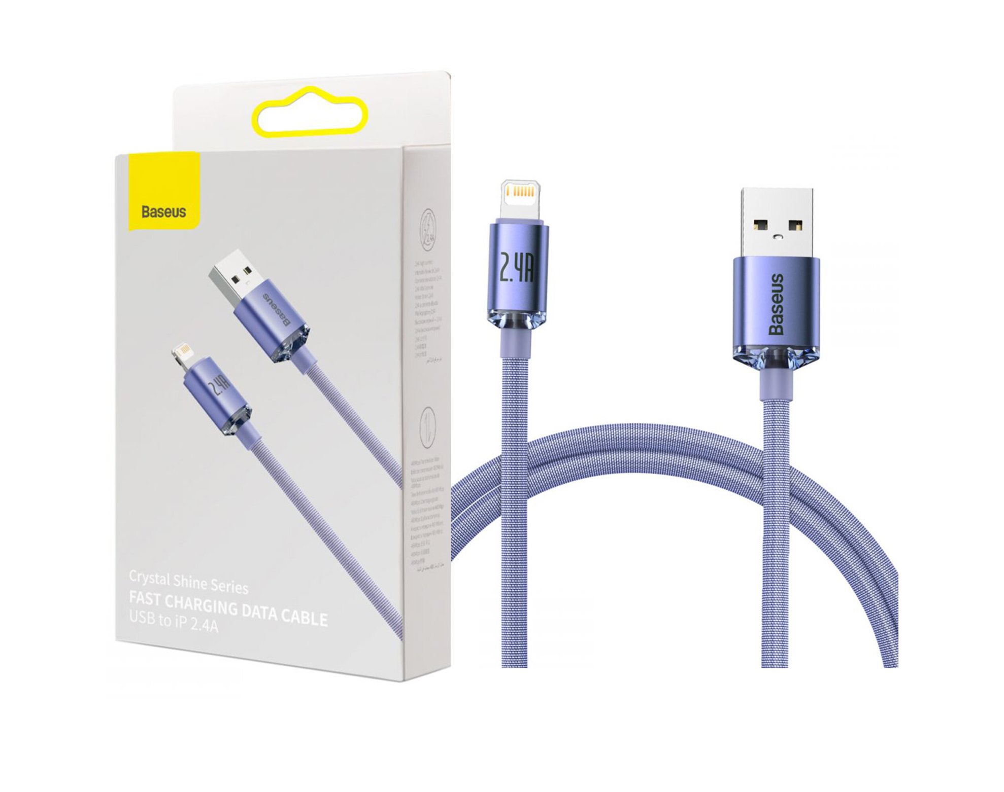 Kabel USB - Lightning BASEUS Crystal Shine 2 m Fioletowy