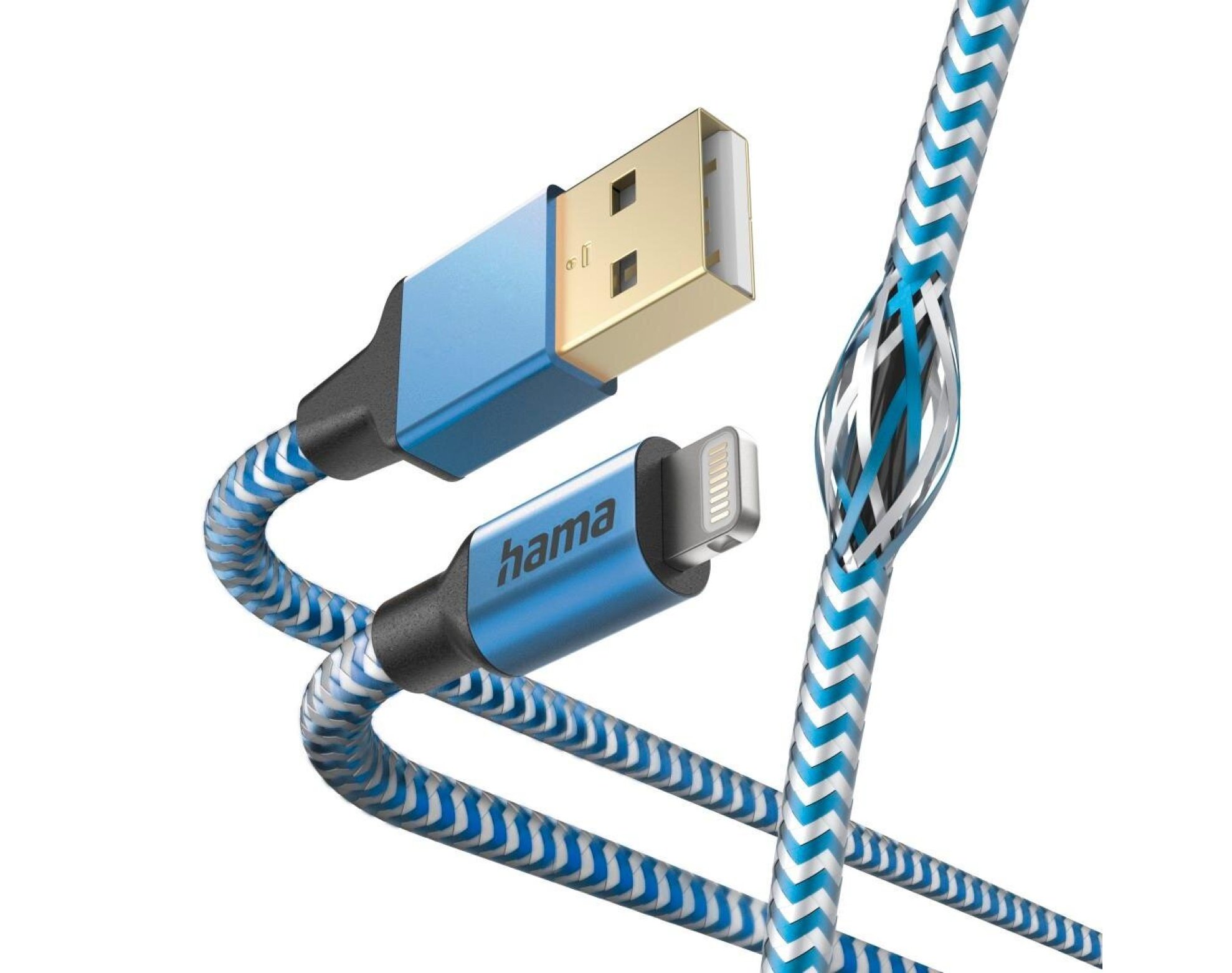 Kabel USB- Lightning HAMA Reflected 1.5 m Niebieski