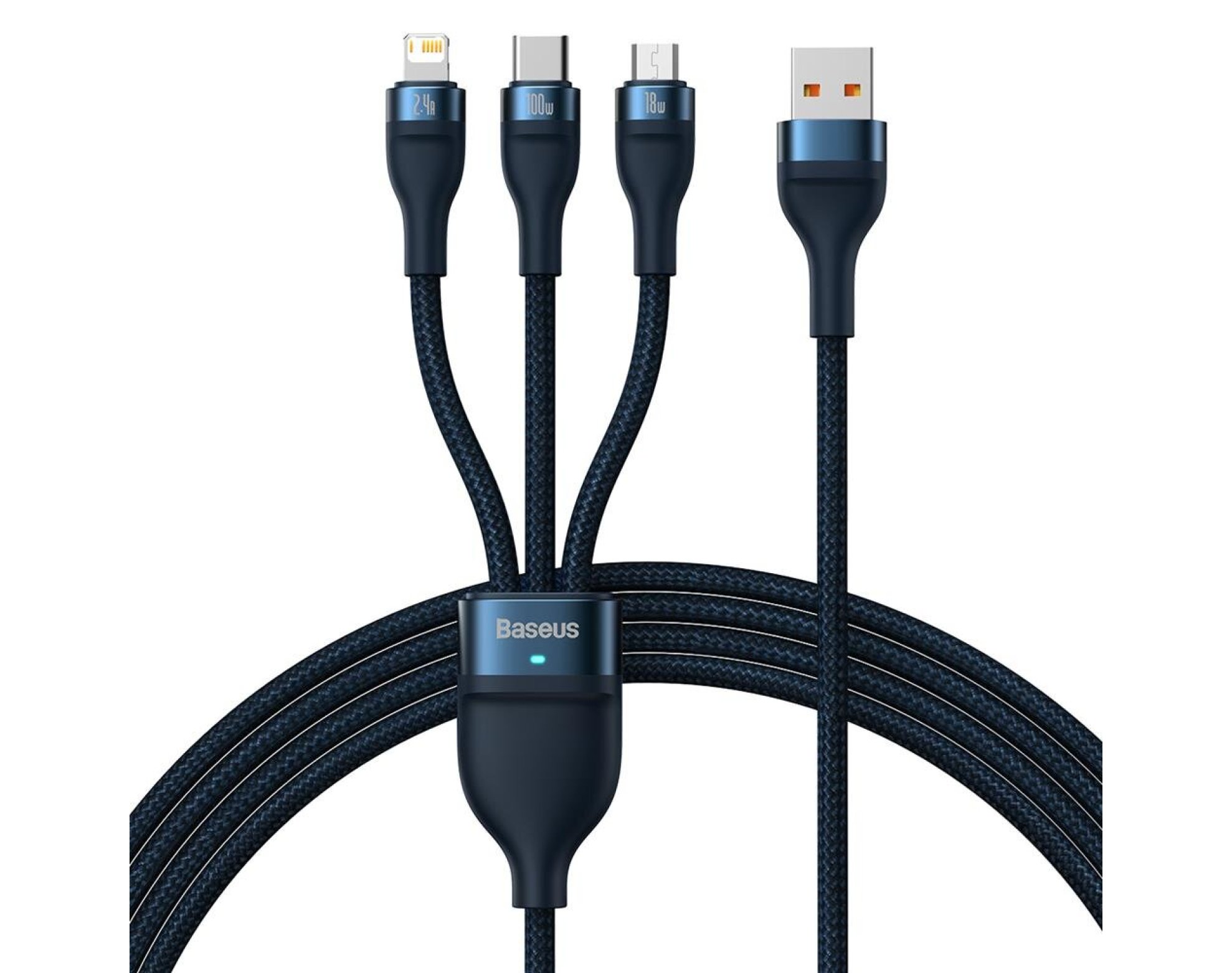 Kabel USB - Lightning/Micro USB/USB-C BASEUS Flash Series 100W 1.2 m Niebieski