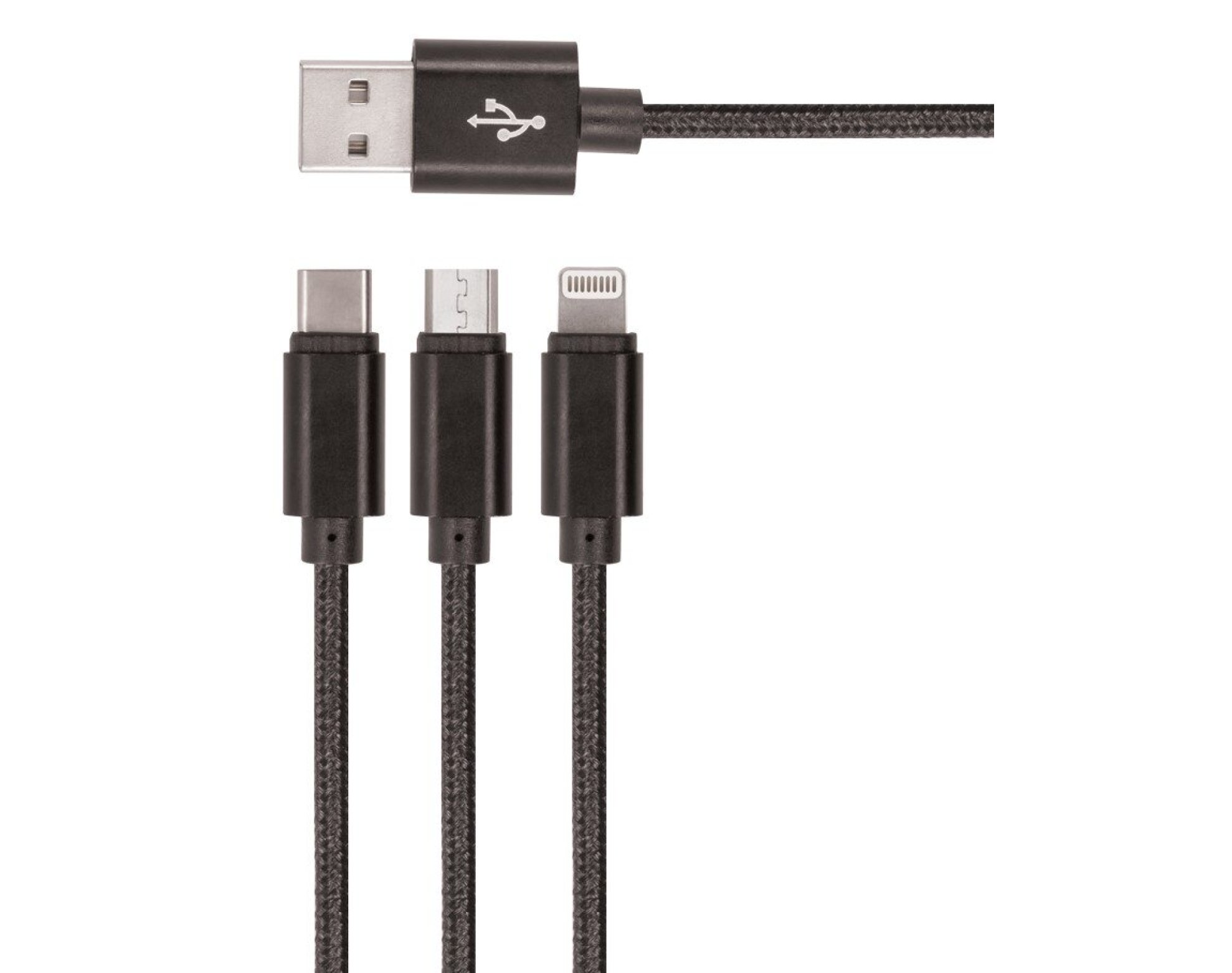 Kabel USB - Lightning/Micro USB/USB-C SETTY KN3W1 3w1 2A 1 m Czarny
