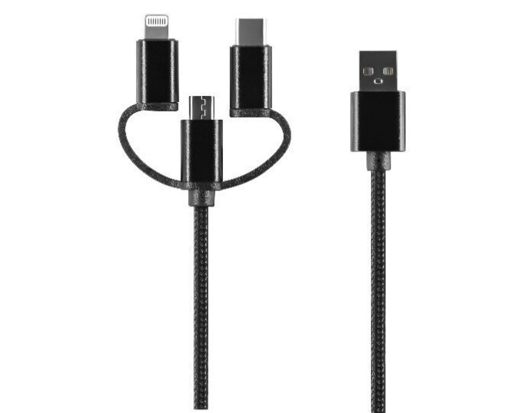 Kabel USB - Lightning/Micro USB/USB-C SETTY TD 3w1 2A 1 m Czarny