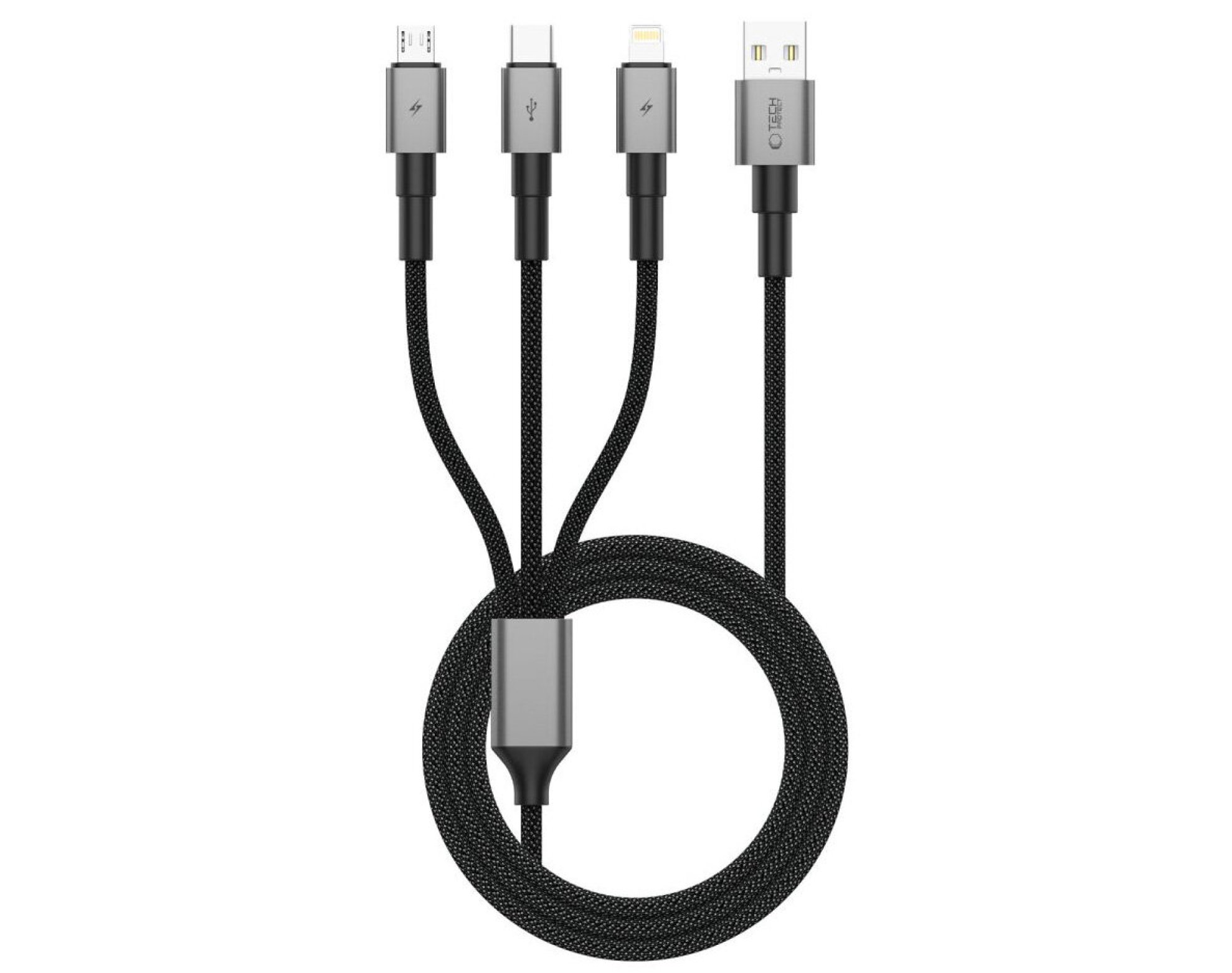 Kabel USB - Lightning/USB-C/Micro-USB TECH-PROTECT UltraBoost DNA 3w1 120 cm Szary