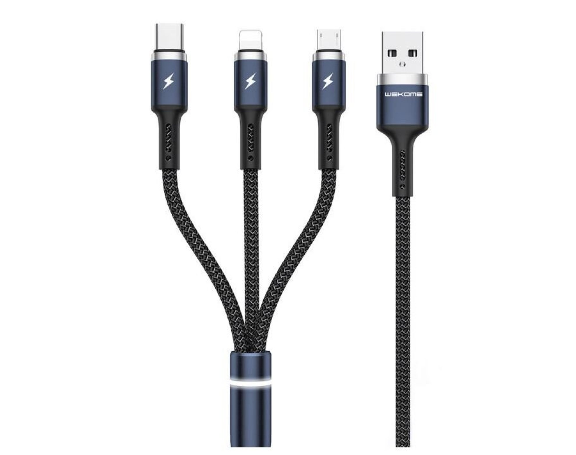 Kabel USB - Lightning/USB-C/Micro USB WEKOME WDC-119 3w1 Fython Series PD 1.2 m Czarny