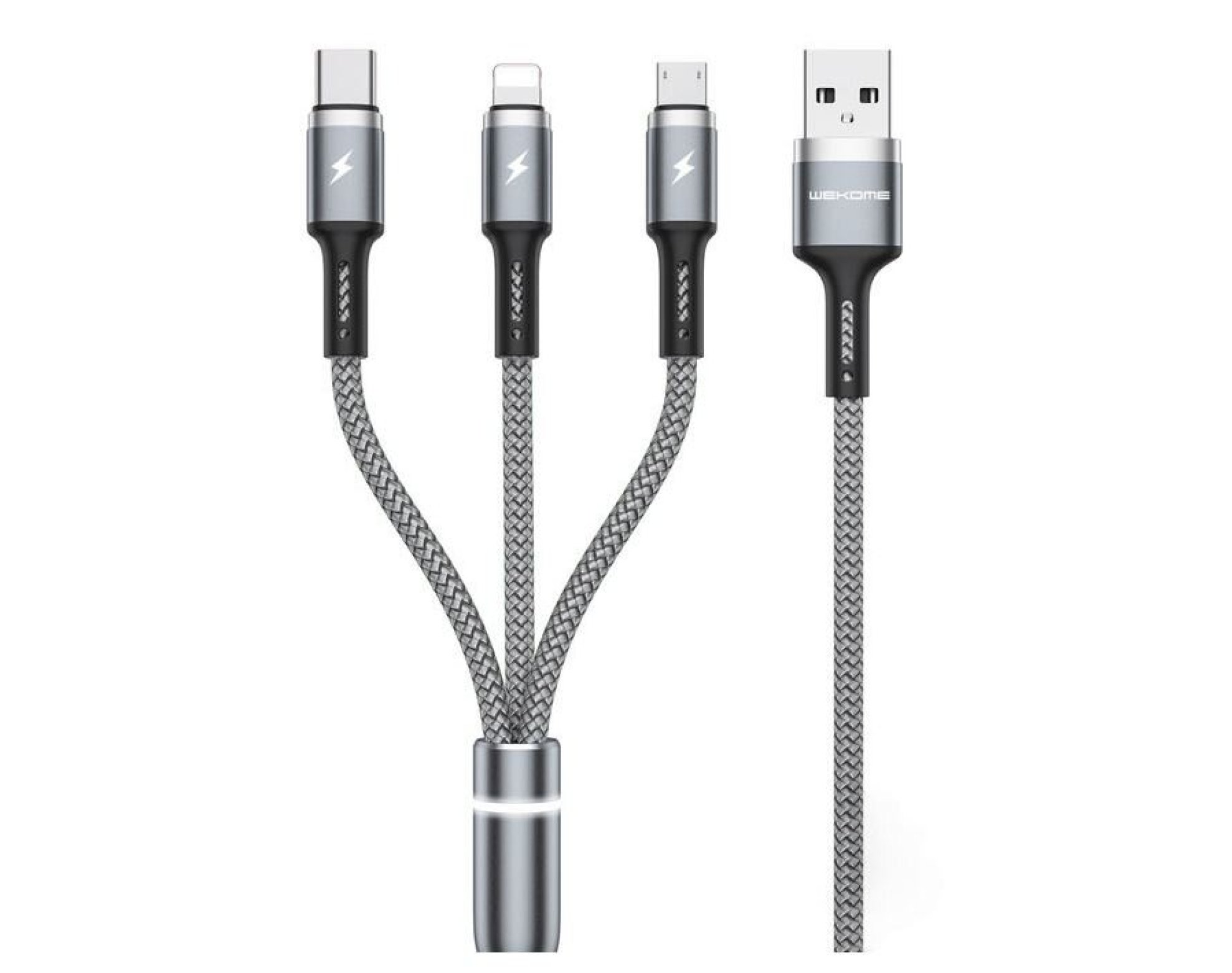 Kabel USB - Lightning/USB-C/Micro USB WEKOME WDC-119 3w1 Fython Series PD 1.2 m Srebrny