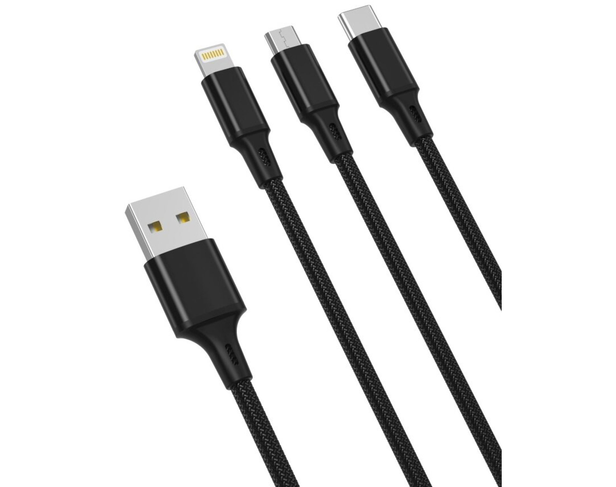 Kabel USB - Lightning/USB-C/microUSB XO 3w1 NB173 2,4A 1,2 m Czarny