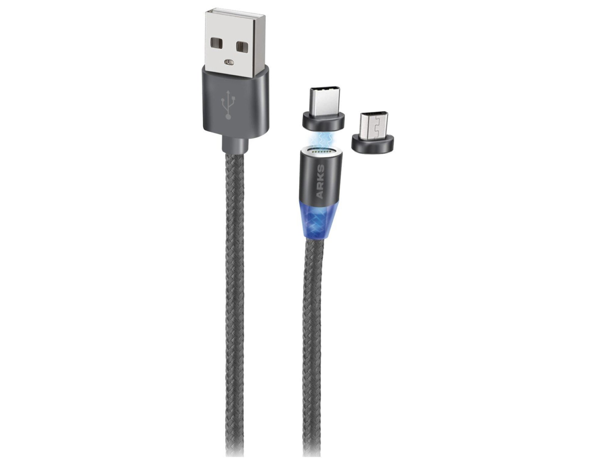 Kabel USB - Micro USB/USB-C ARKS 1 m Czarny