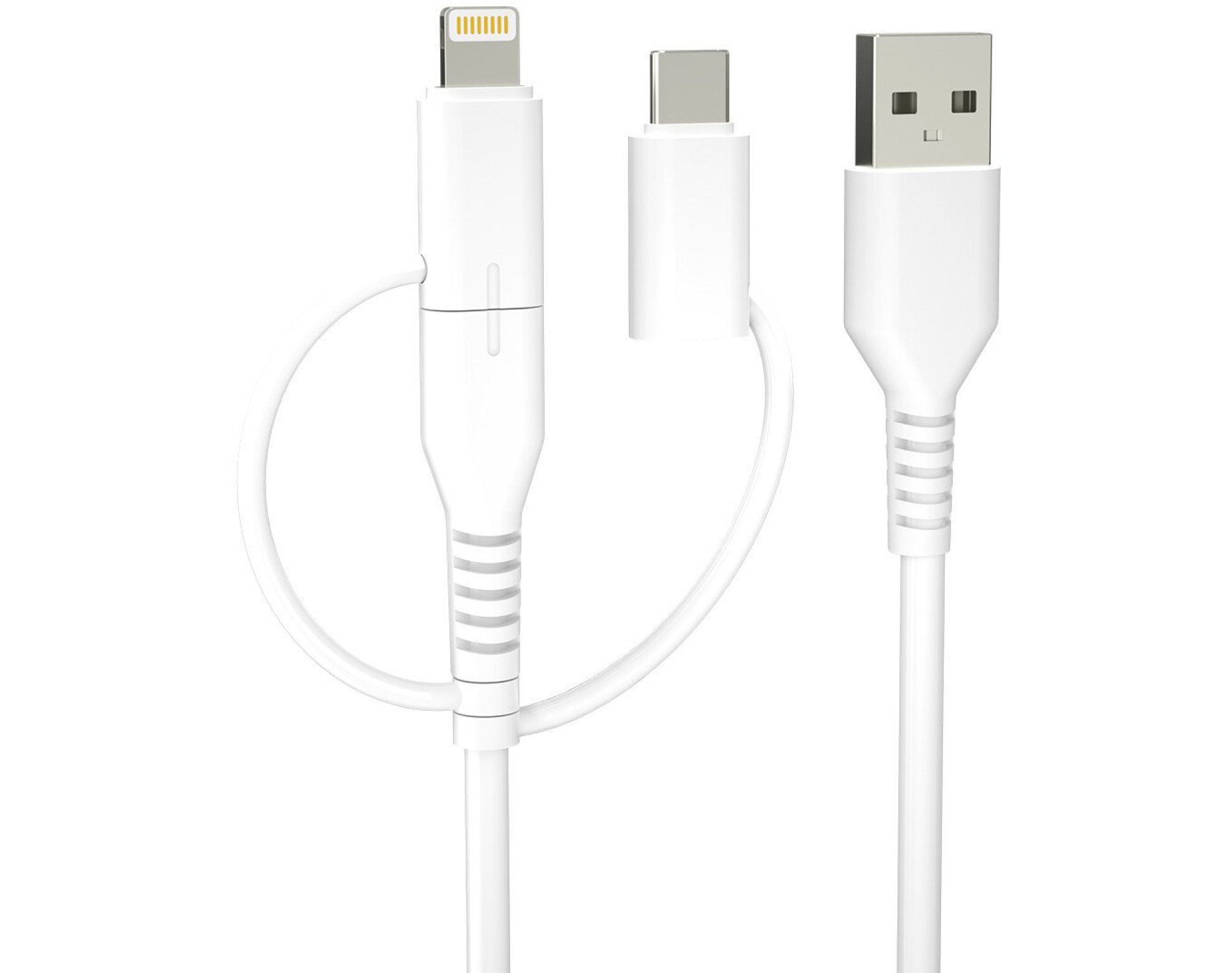 Kabel USB - Micro USB/USB-C/Lightning FOREVER 3w1 KR3W1-00 60W 1.5 m Biały