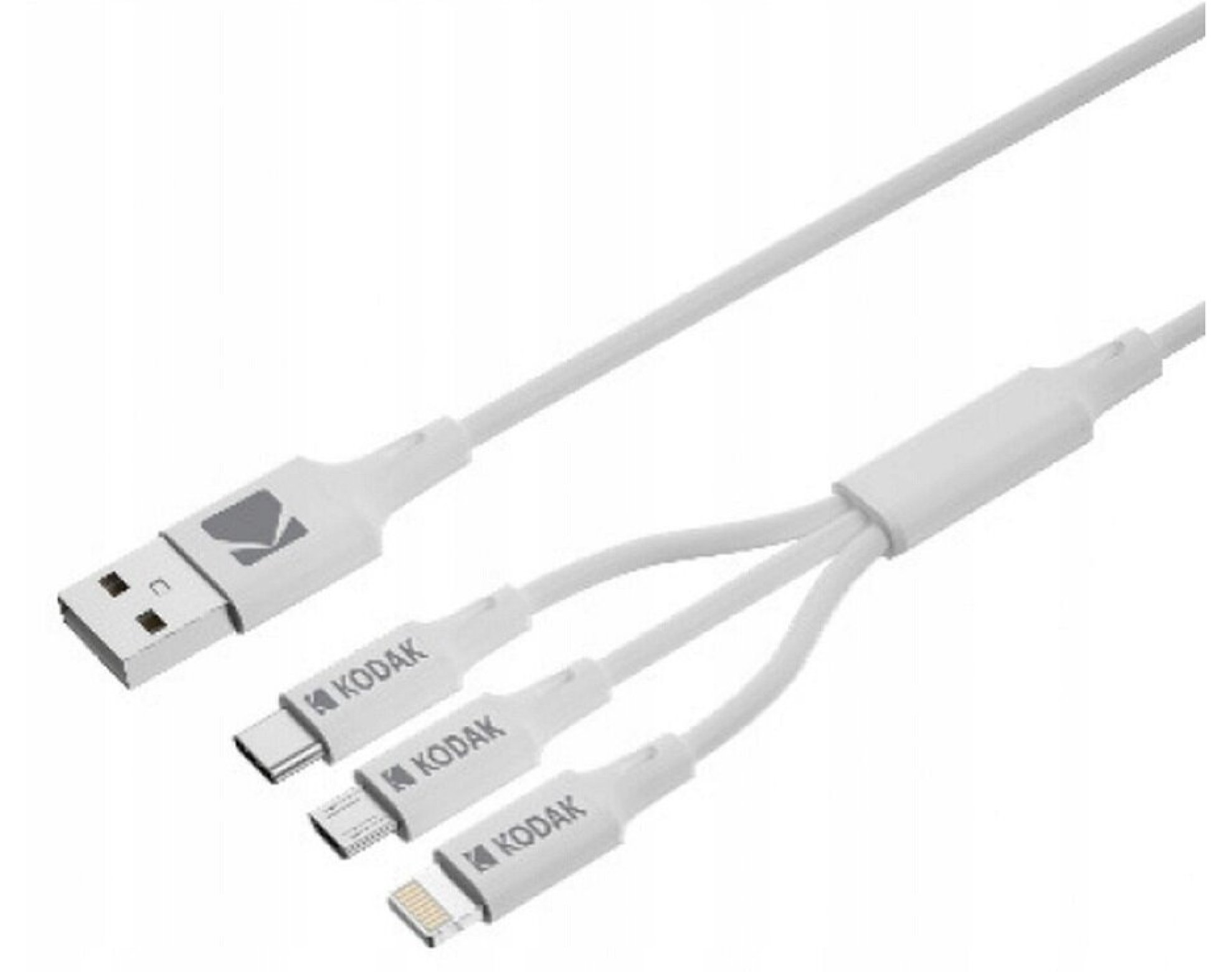 Kabel USB - Micro USB/USB-C/Lightning KODAK 3w1 1 m Biały