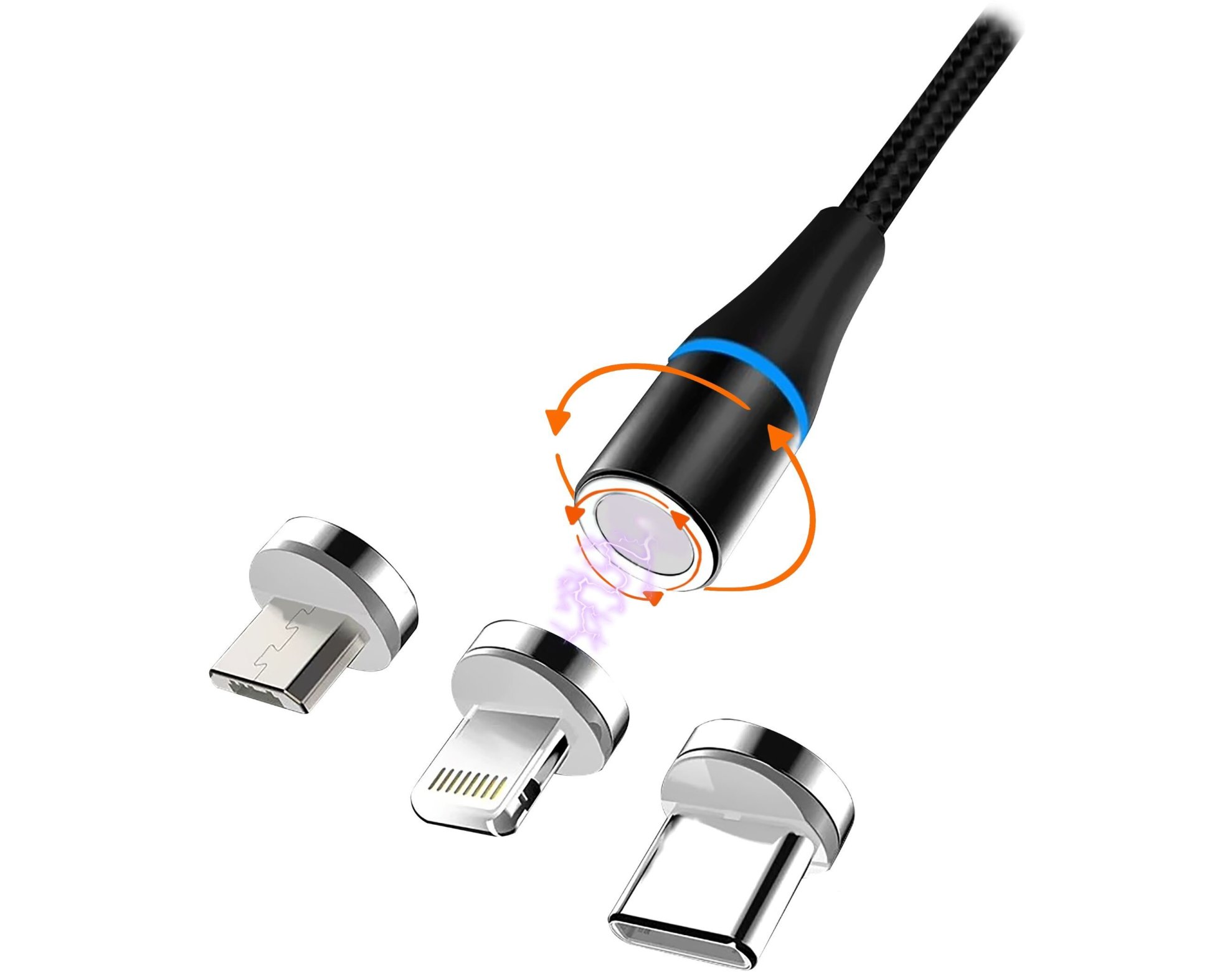Kabel USB - Micro USB/USB-C/Lightning MSONIC MLU657 1 m Czarny