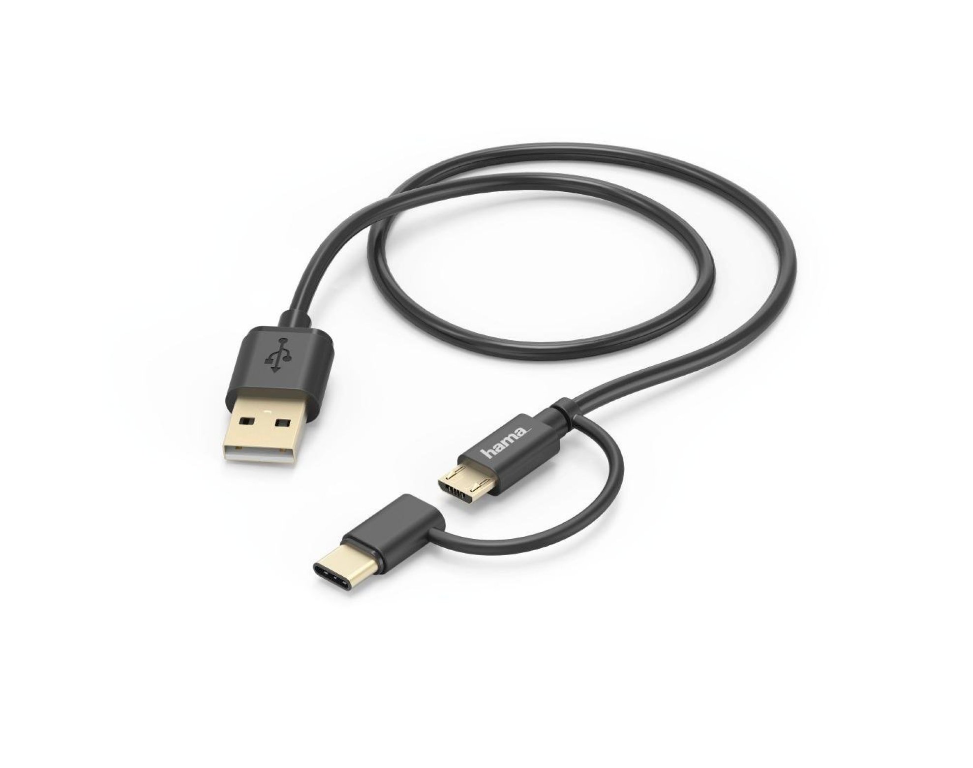 Kabel USB – Micro USB/USB-C – USB HAMA 1 m Czarny