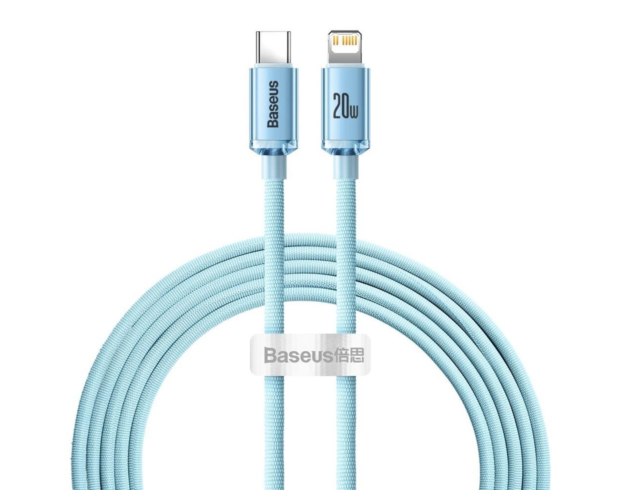 Kabel USB Typ-C - Lightning BASEUS Crystal Shine 2.4A 20W 1.2 m Jasno-niebieski