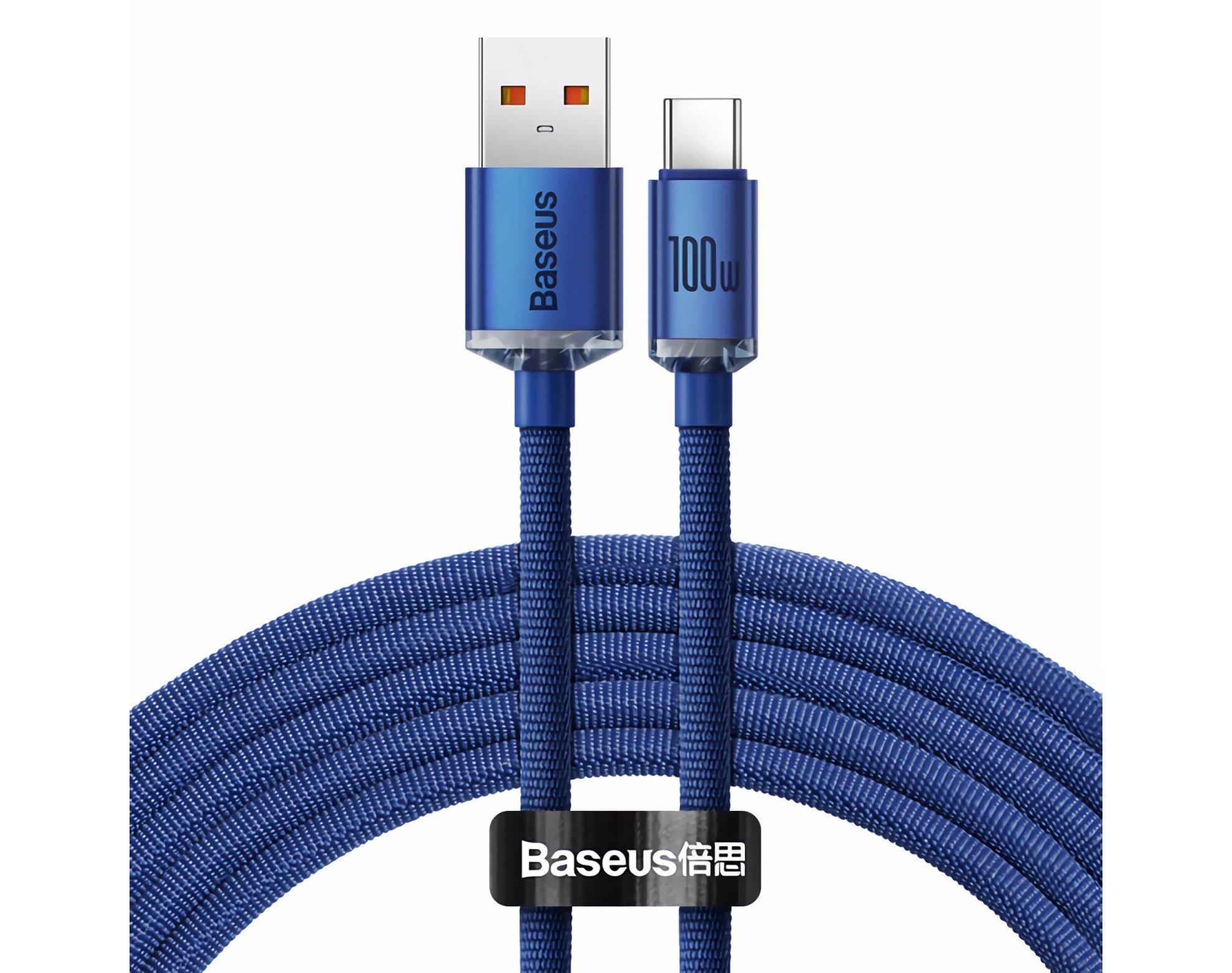 Kabel USB - USB-C BASEUS Crystal Shine 100W 2 m Niebieski