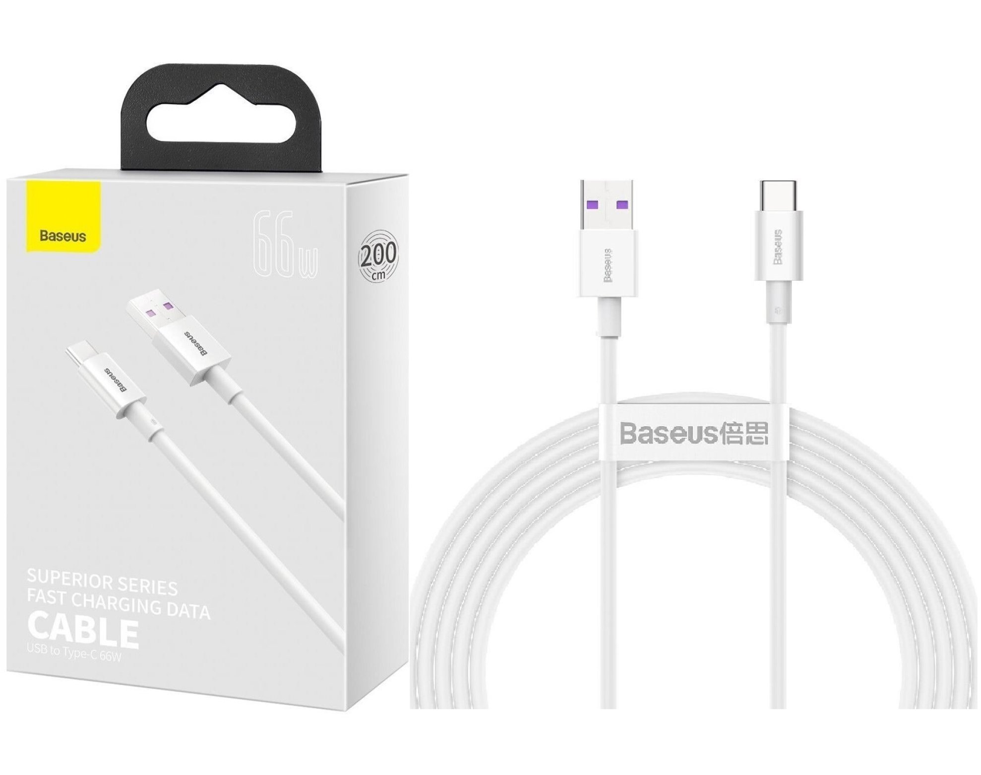 Kabel USB - USB-C BASEUS Superior Series CATYS-A02 66W 2 m Biały