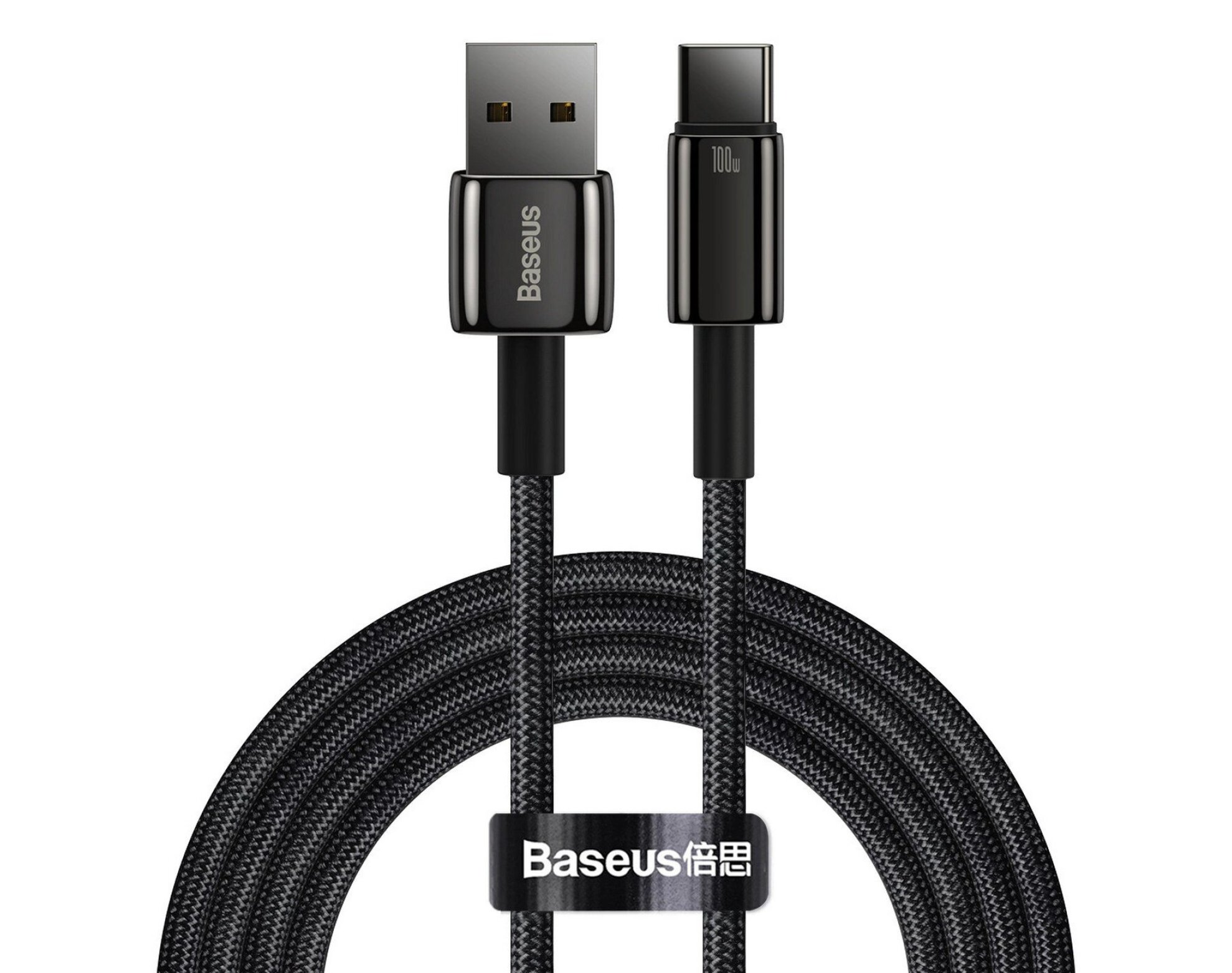 Kabel USB - USB-C BASEUS Tungsten Gold 100W 2m Czarny