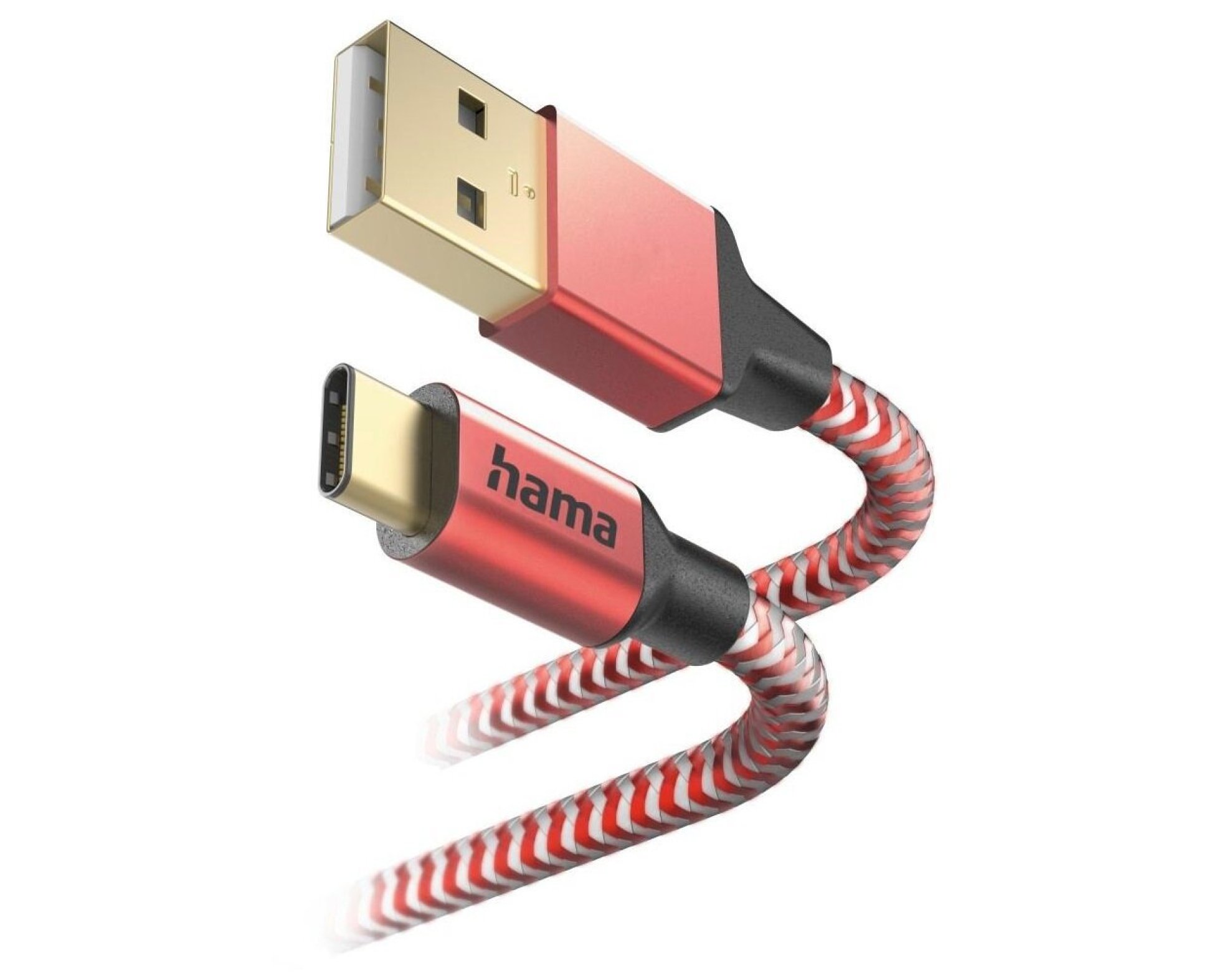 Kabel USB - USB-C HAMA Reflected 1.5 m Czerwony