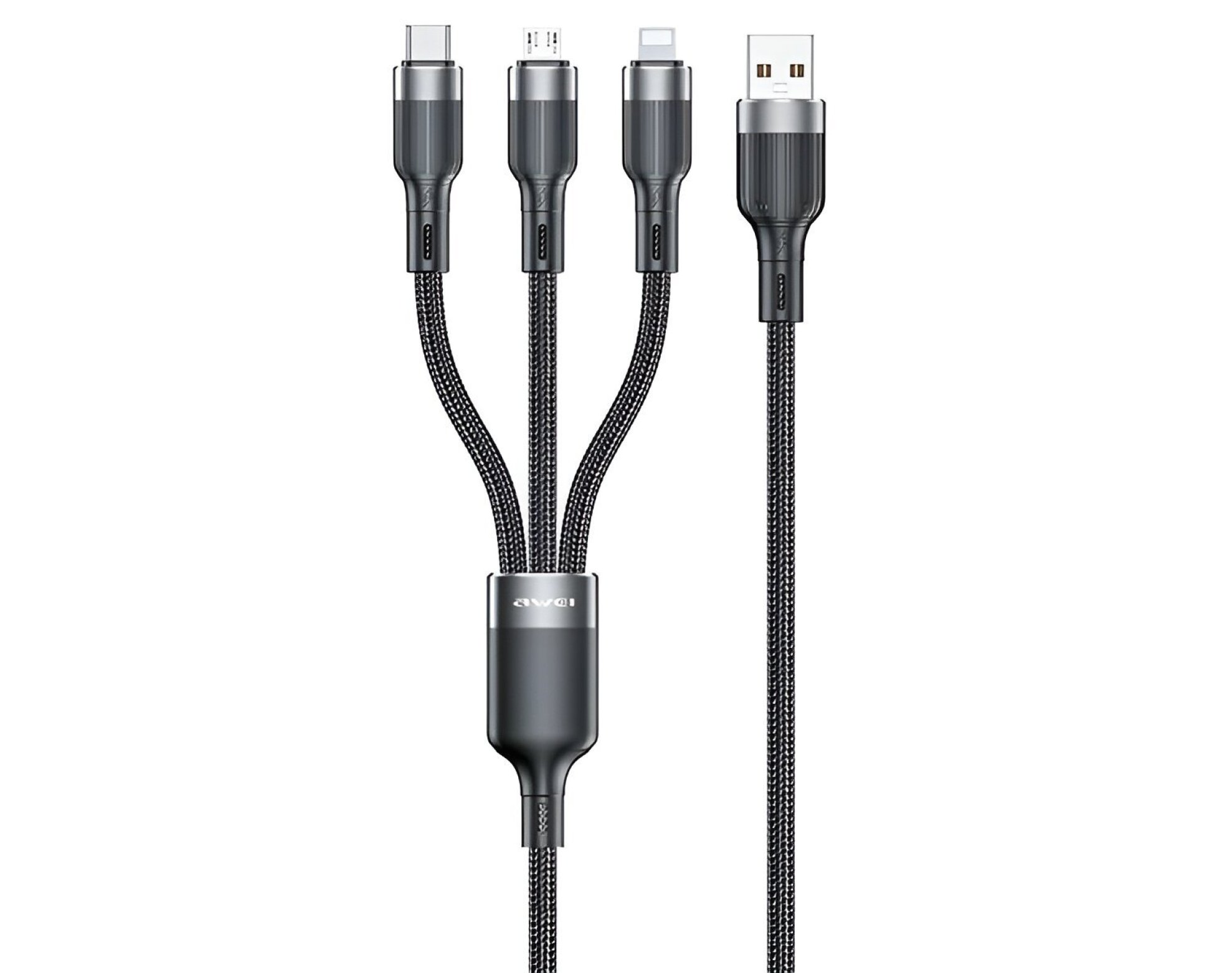 Kabel USB - USB-C/Lightning/Micro USB AWEI CL-975 100W 1.2 m Czarny