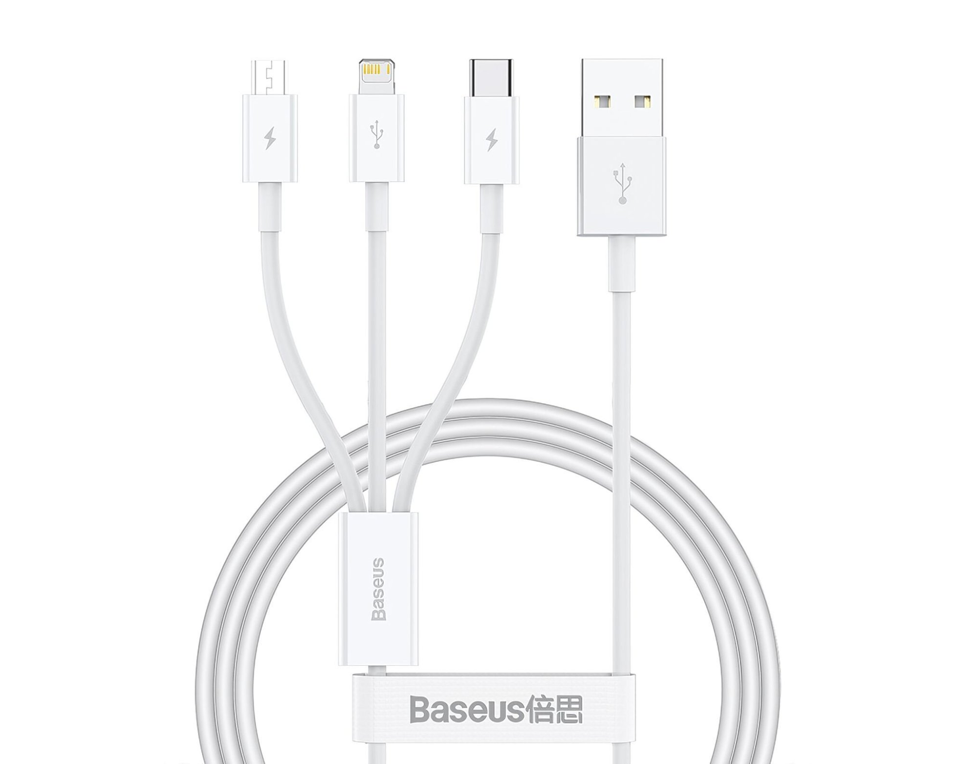 Kabel USB - USB-C/Lightning/Micro USB BASEUS Superior 3w1 1m Biały