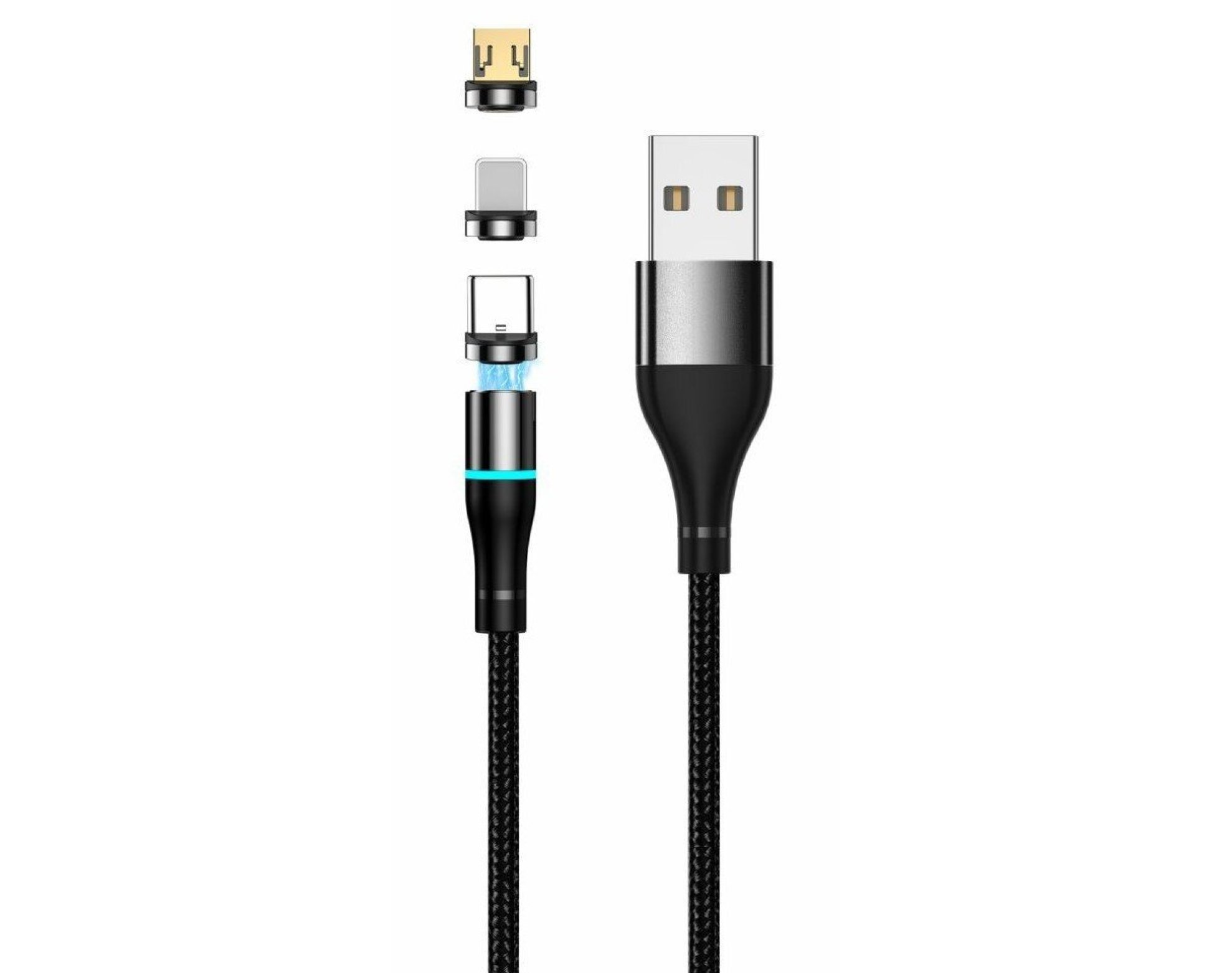 Kabel USB - USB-C/Lightning/Micro USB SETTY 2A 1 m Czarny