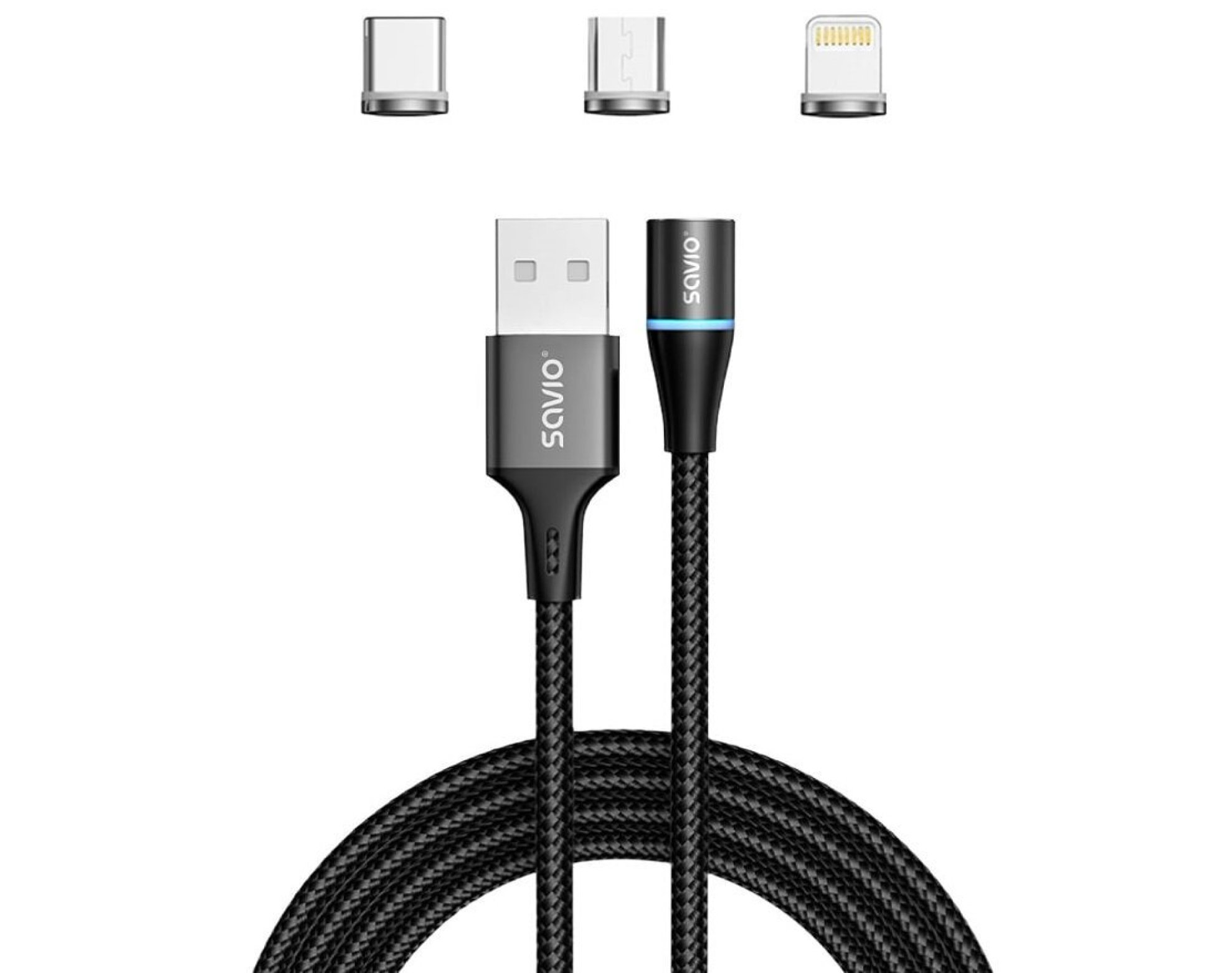 Kabel USB - USB-C Micro Lighting SAVIO CL-152 1 m