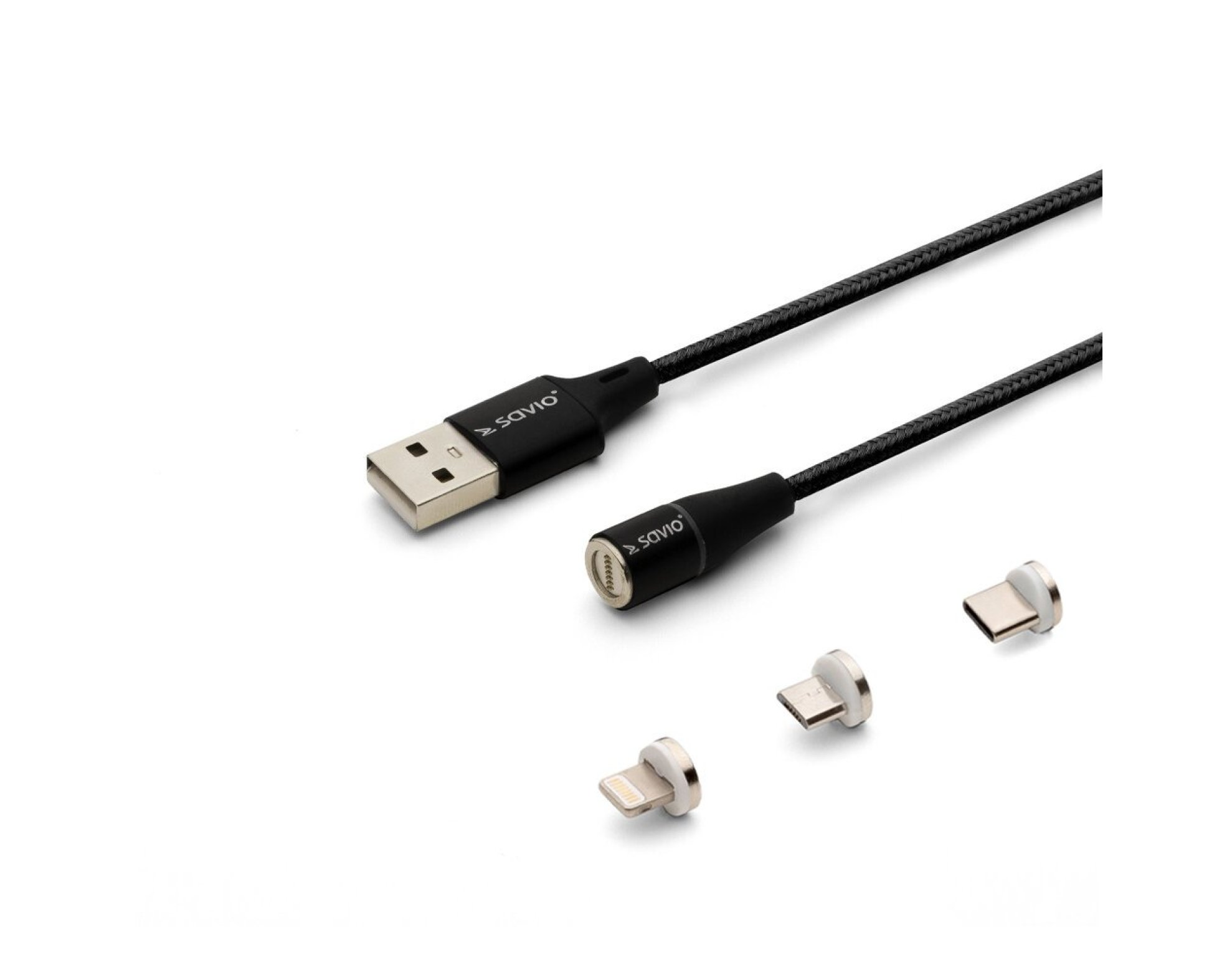 Kabel USB - USB-C Micro Lighting SAVIO CL-155 2 m