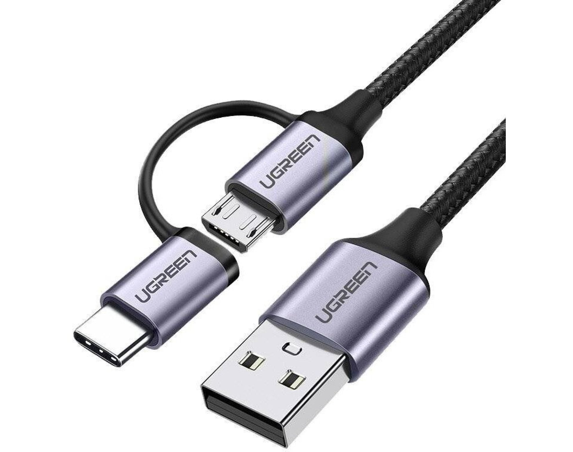 Kabel USB - USB-C/Micro USB UGREEN US177 1 m Czarny