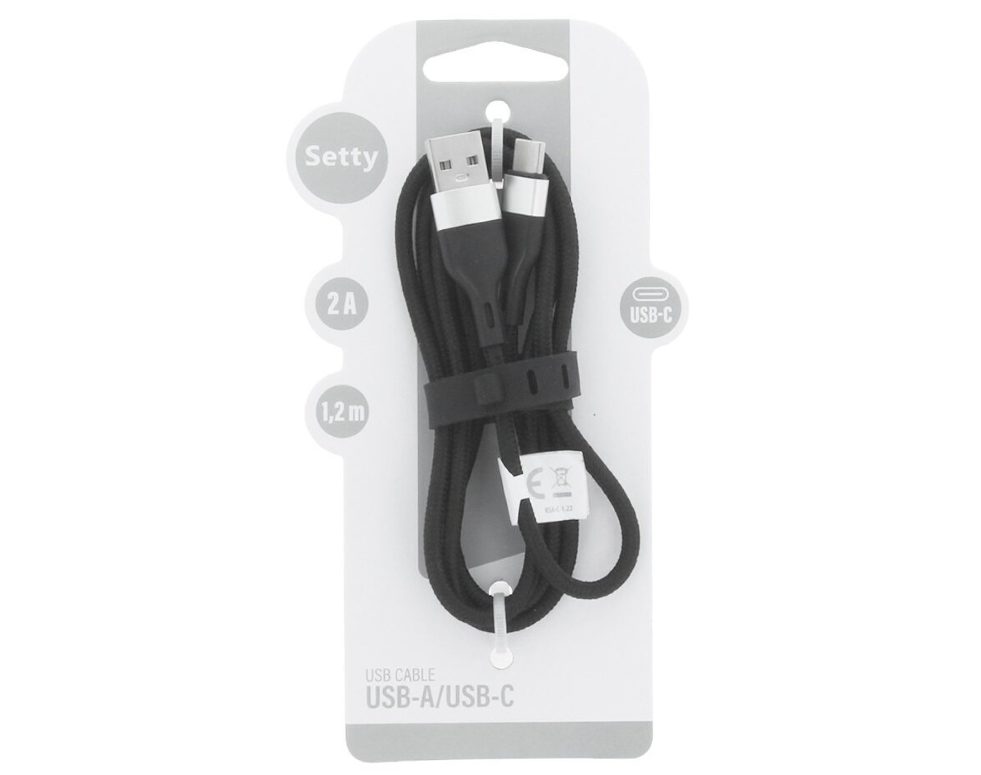 Kabel USB - USB-C SETTY KNA-C-1.221 2A 1.2 m Czarny