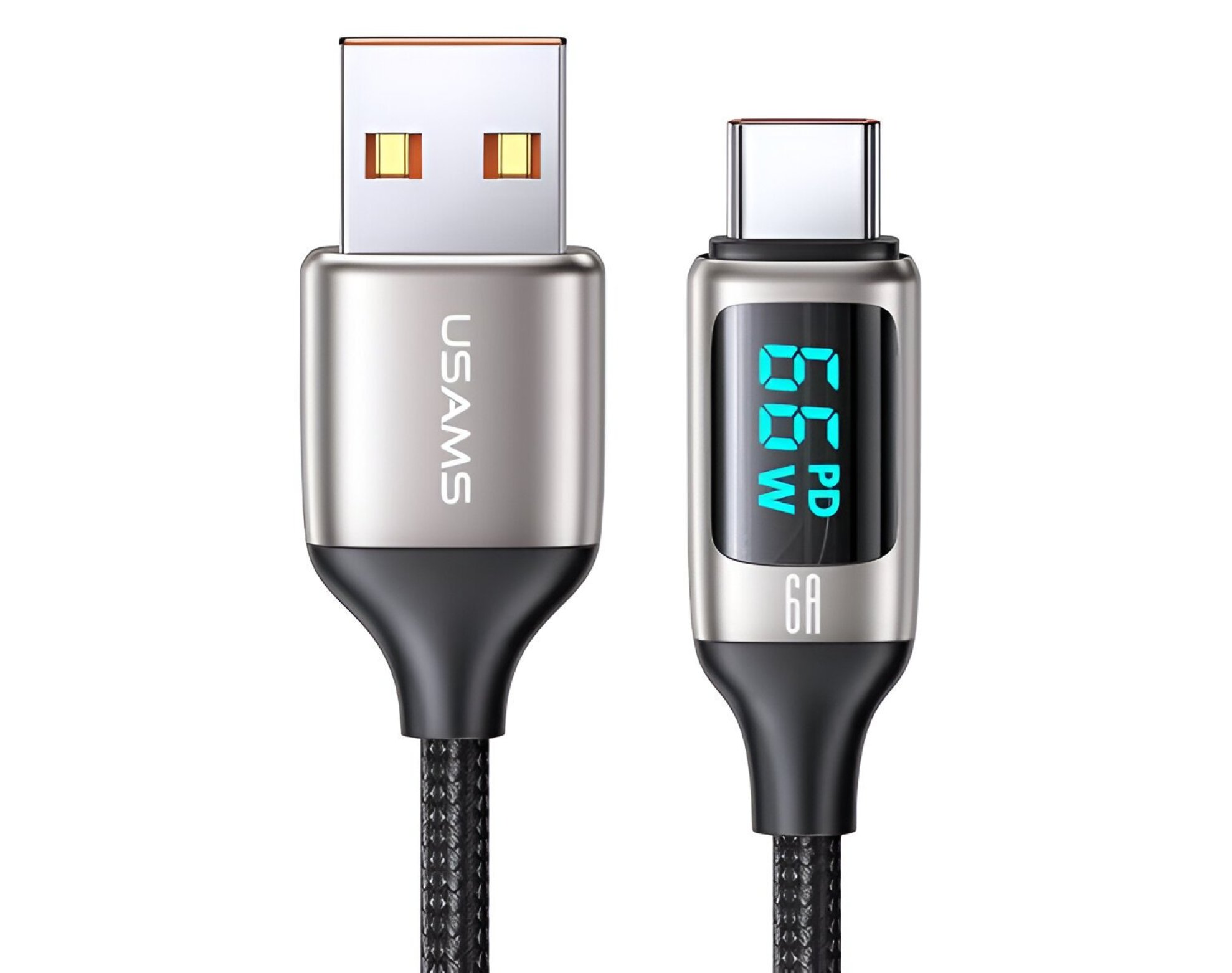 Kabel USB - USB-C USAMS SJ544USB02 z wyświetlaczem LCD 6A 1.2 m Biały