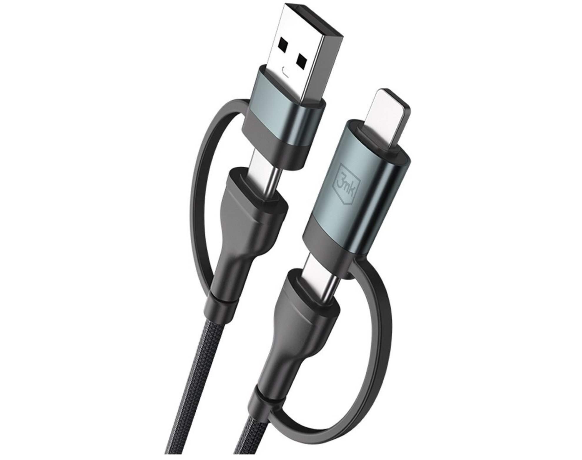 Kabel USB/USB-C - USB-C/Lightning 3MK Hyper Cable N-Series 60W 1.2 m Czarny