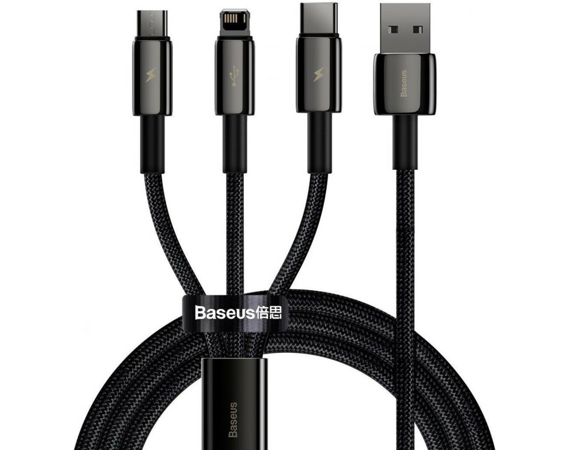 Kabel USB - USB - Lightning/USB-C/Micro USB BASEUS Tungsten Gold CAMLTWJ-01 1.5m Czarny