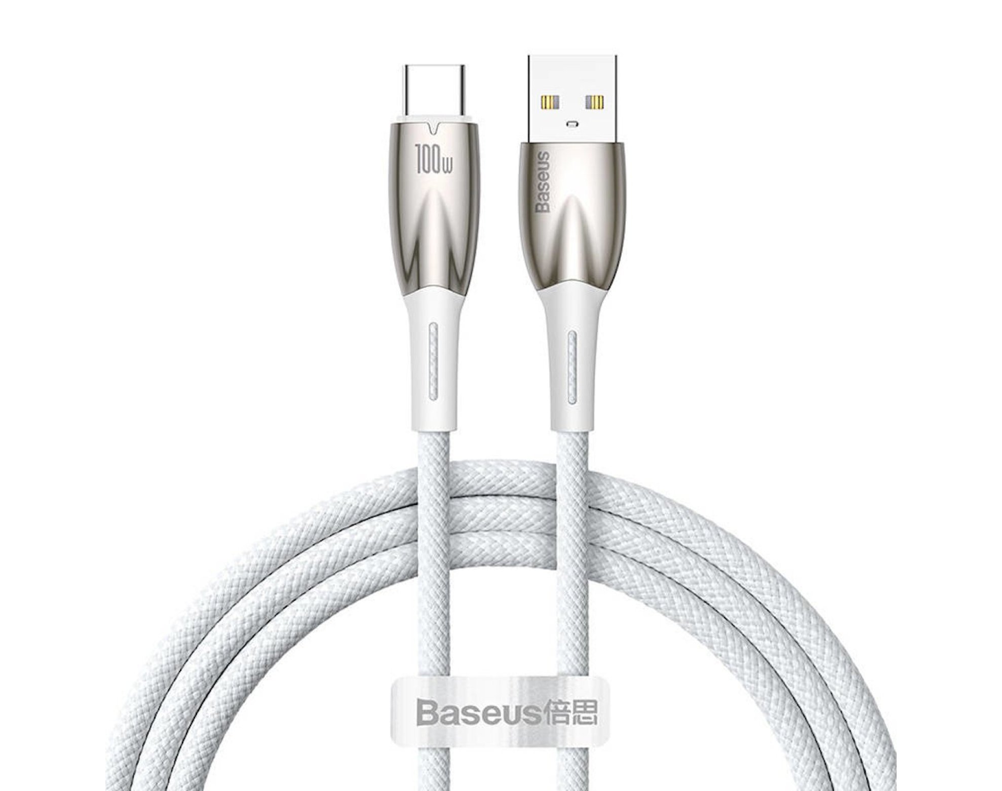 Kabel USB - USB Typ-C BASEUS Glimmer 100W 1 m Biały