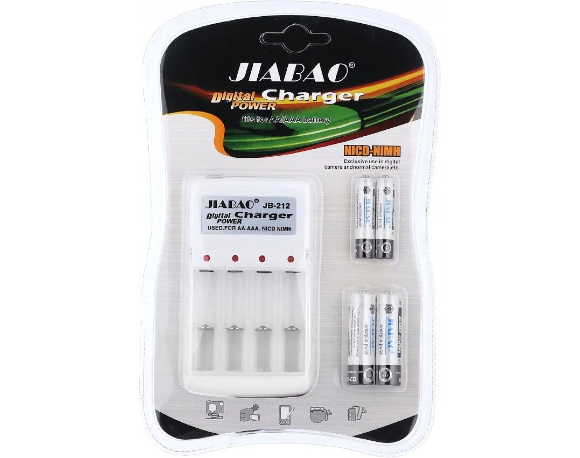 Ładowarka do akumulatorków paluszków AA AAA + 4 akumulatory 600mah 1271