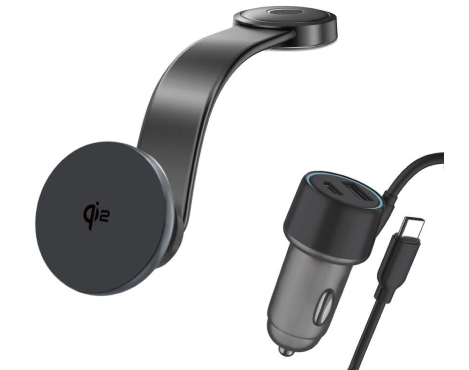 Ładowarka indukcyjna 4SMARTS Car Charging 15W + ładowarka samochodowa Szary