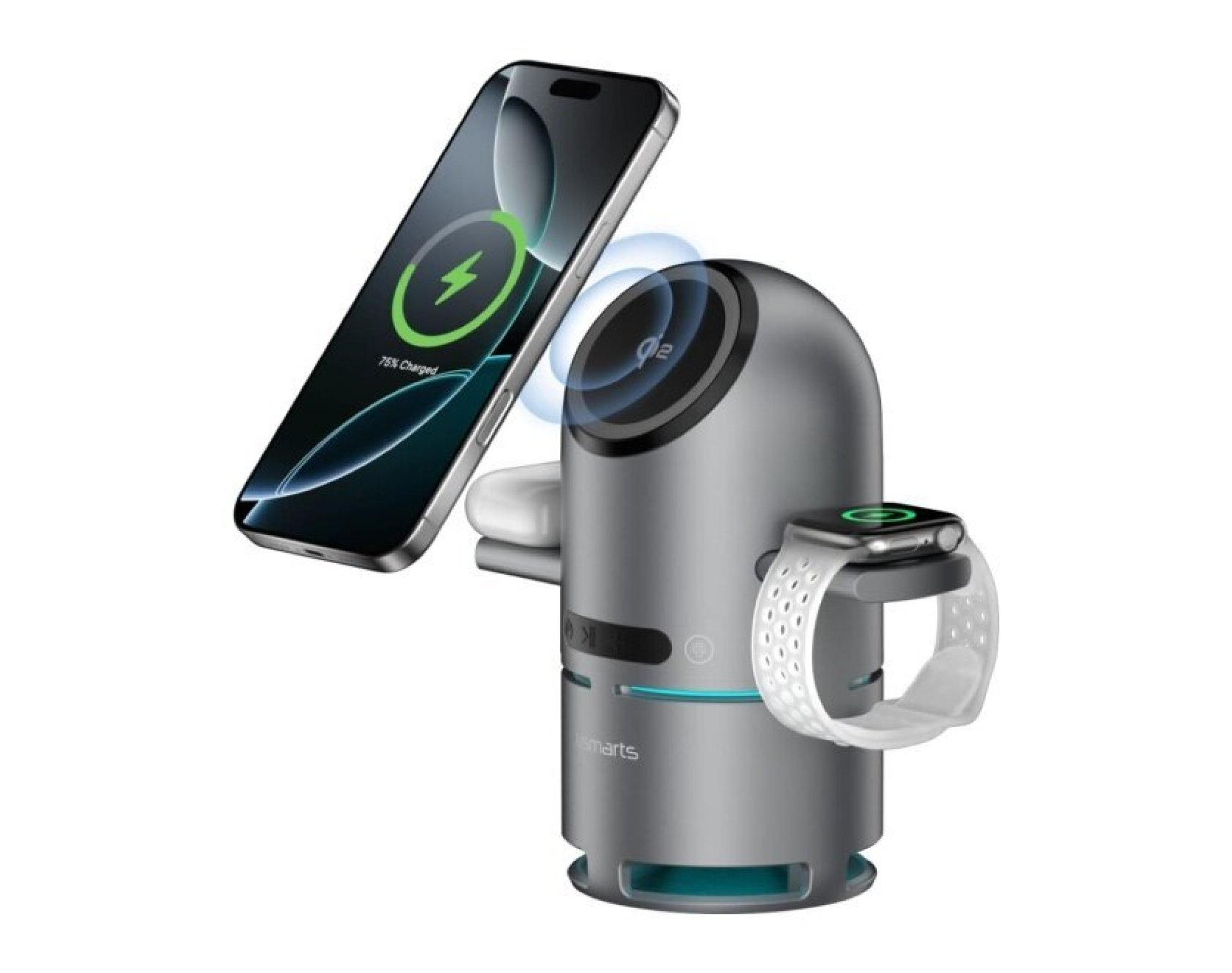 Ładowarka indukcyjna 4SMARTS ChargeBot Sound 15W Szary Qi2