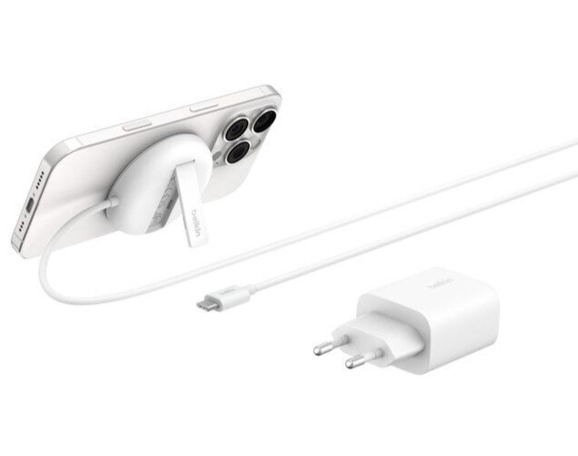 Ładowarka indukcyjna BELKIN BoostCharge Pro Qi2 15W + Zasilacz 20W Biały