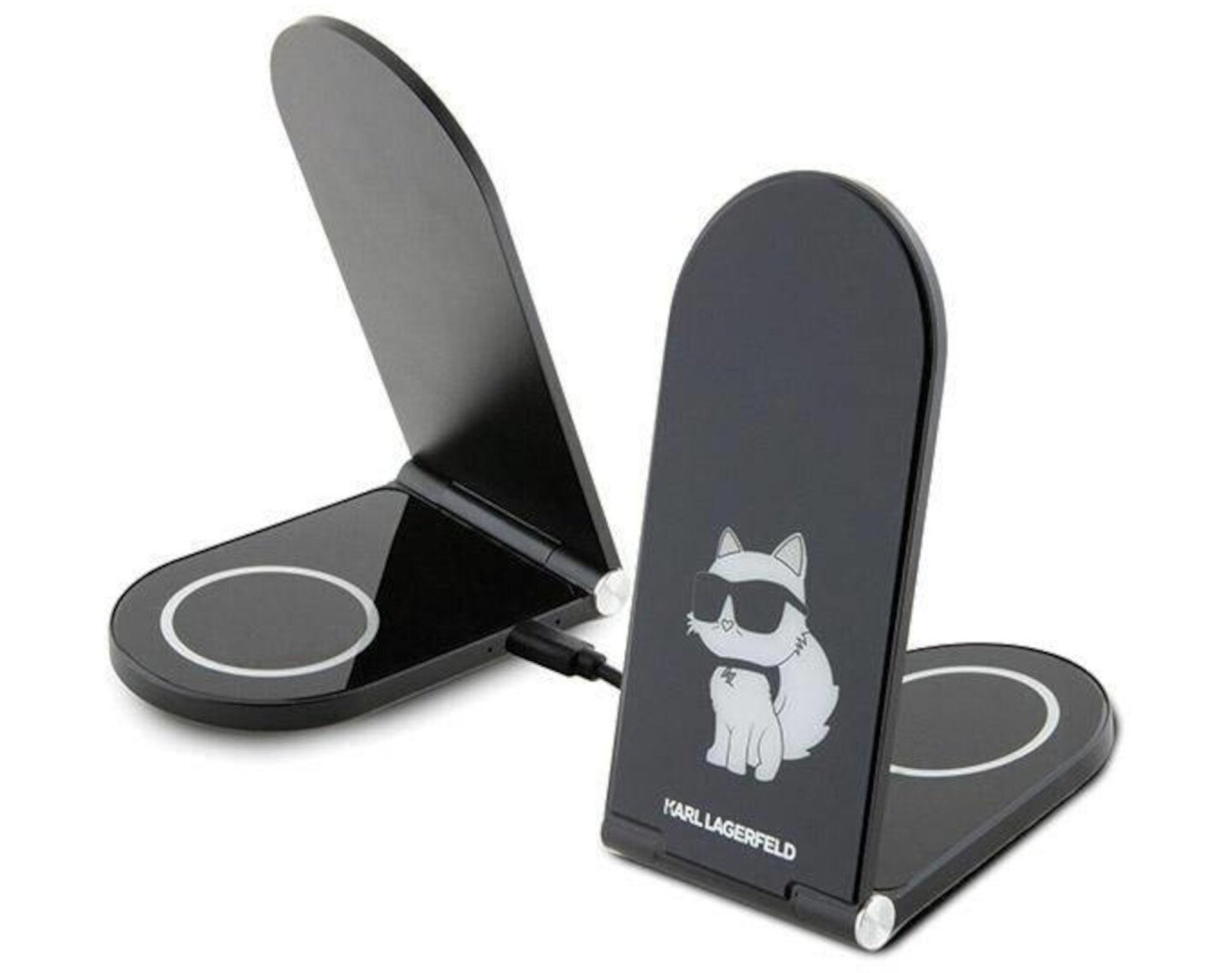 Ładowarka indukcyjna KARL LAGERFELD 2w1 Choupette 15W Czarny MagSafe