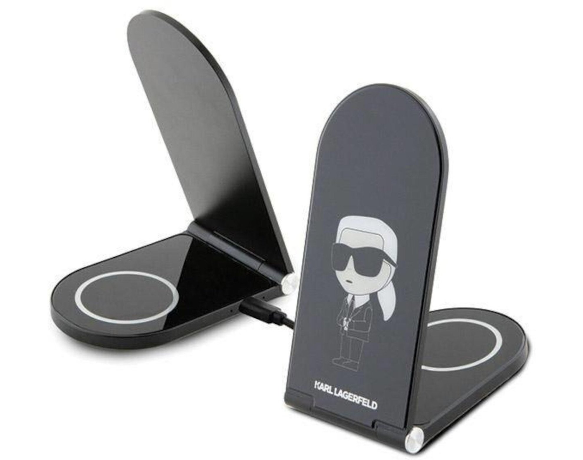 Ładowarka indukcyjna KARL LAGERFELD 2w1 Ikonik 15W Czarny MagSafe