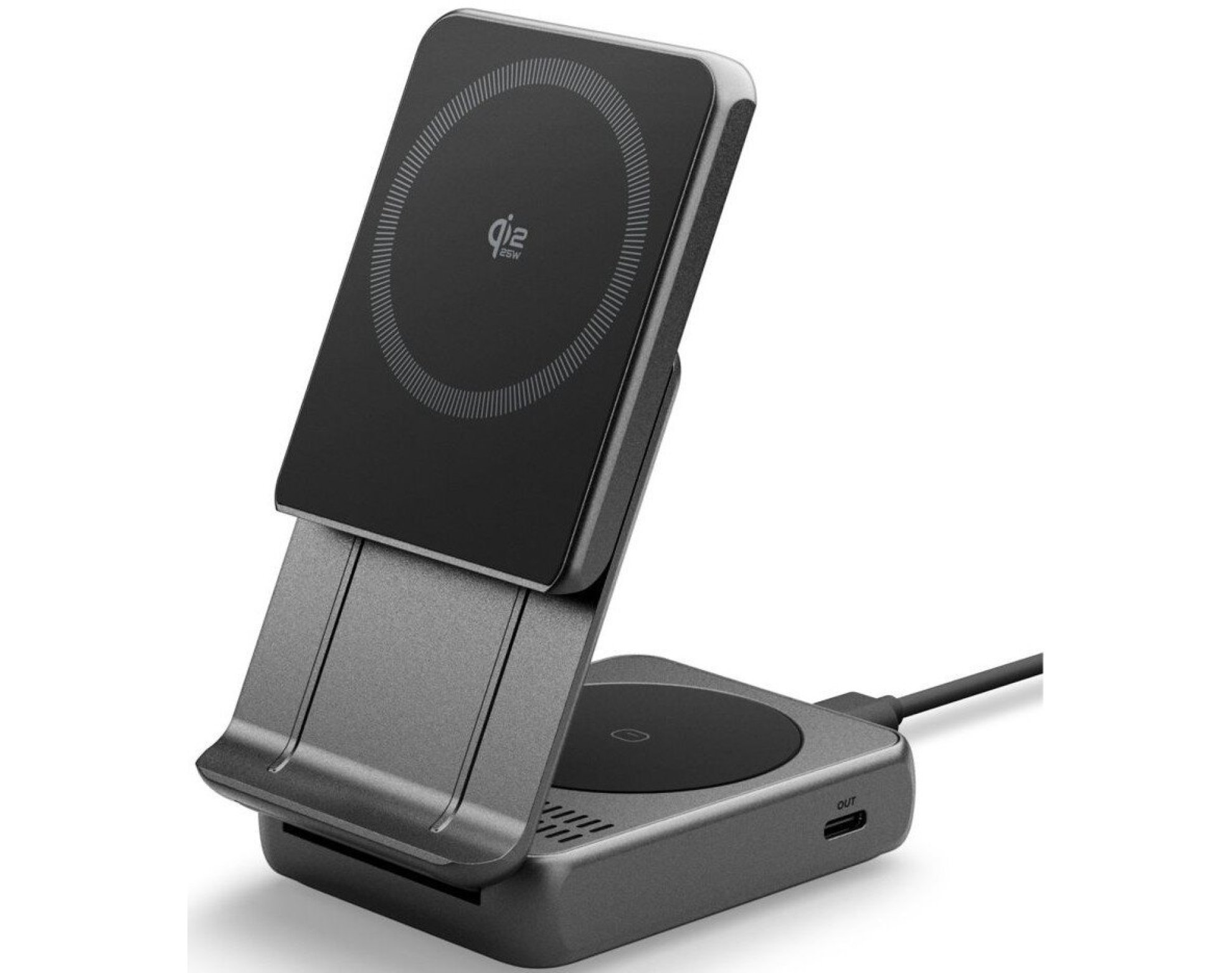 Ładowarka indukcyjna SPIGEN Essential EF302MOQ Qi2.2 2w1 MagSafe Czarny